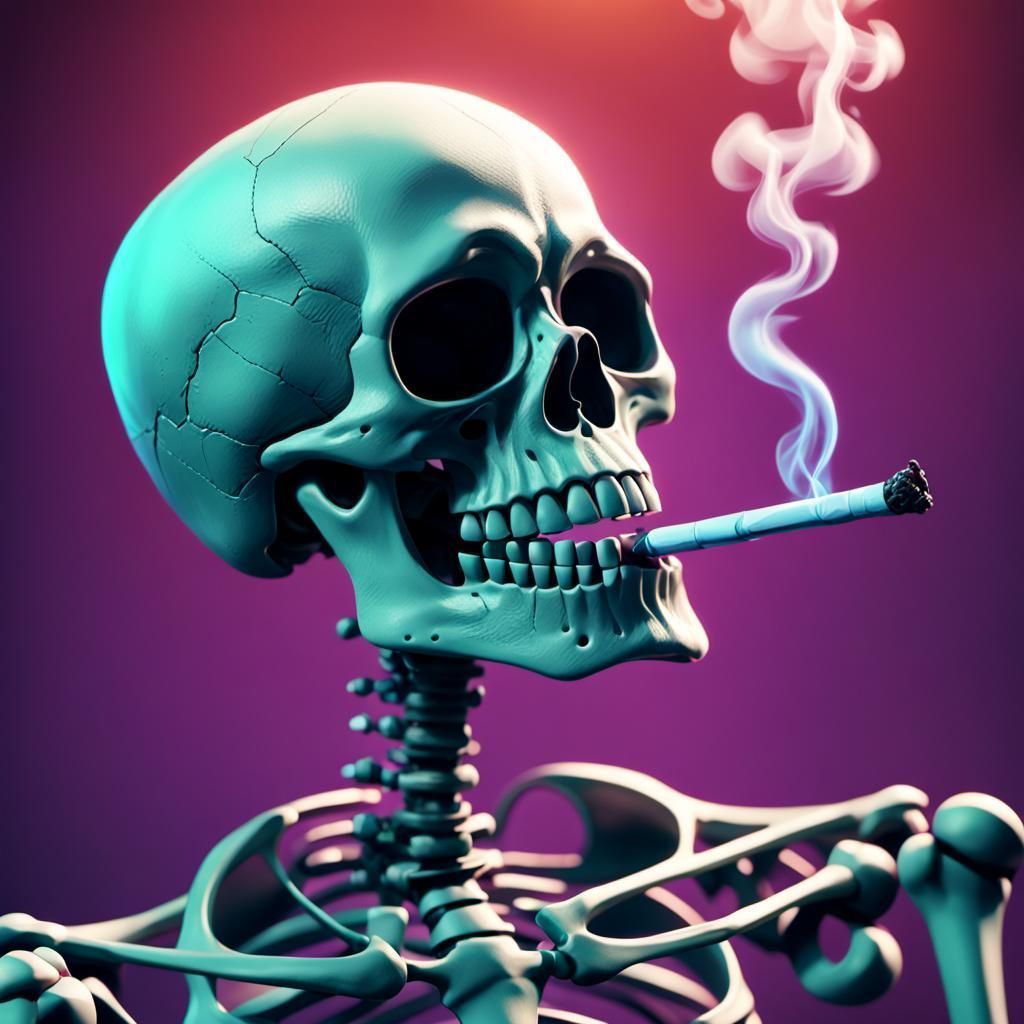 1024x1024 Skeleton smoking