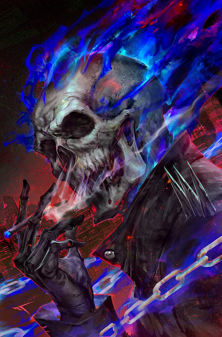 728x1106 Skull smoke 1080P, 2K, 4K, 5K HD