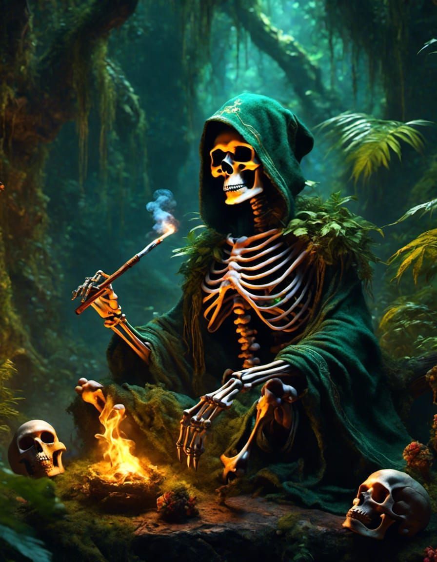 896x1152 lora:capy:1.0> a skeleton smoking a