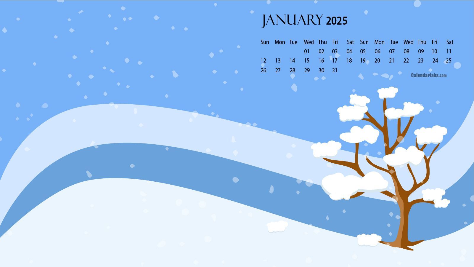1601x901 January 2025 Desktop Wallpaper Calendar
