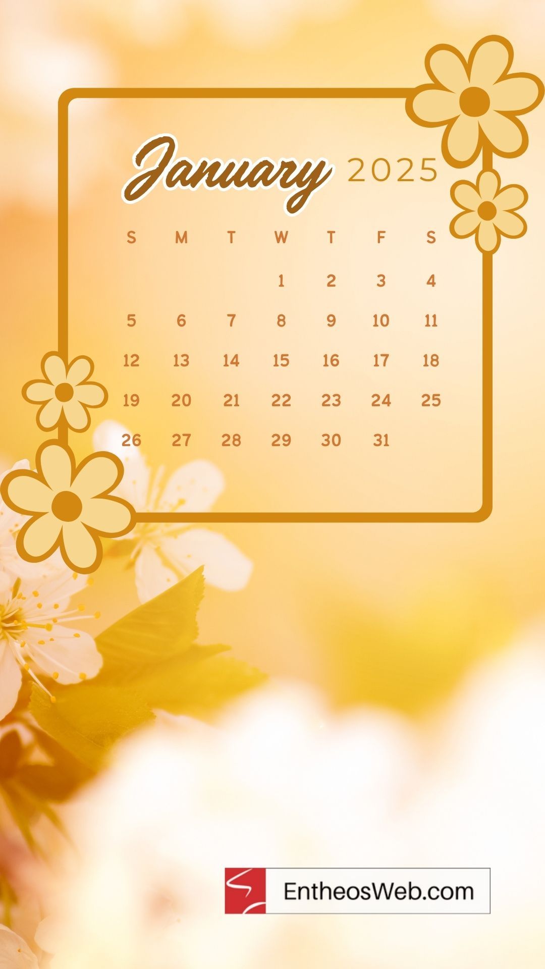 1080x1920 January 2025 Calendar Phone Wallpaper