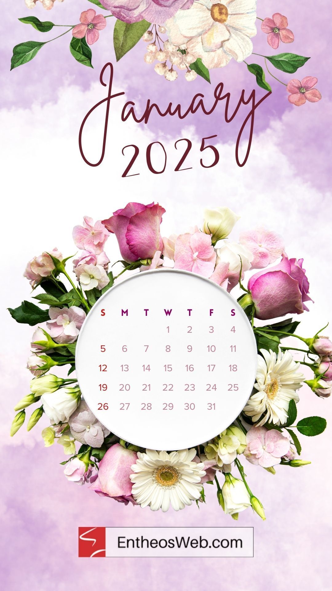 1080x1920 January 2025 Calendar Phone Wallpaper