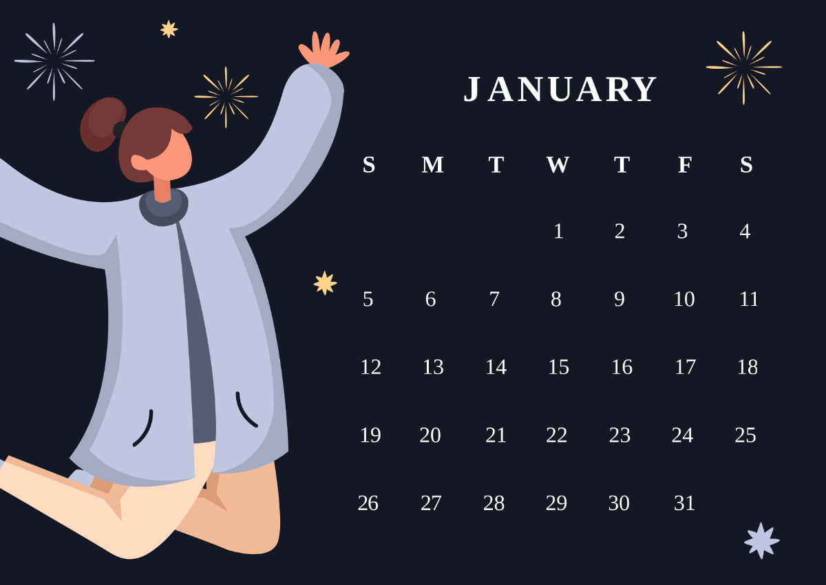 1200x851 Free January 2025 Calendar Design