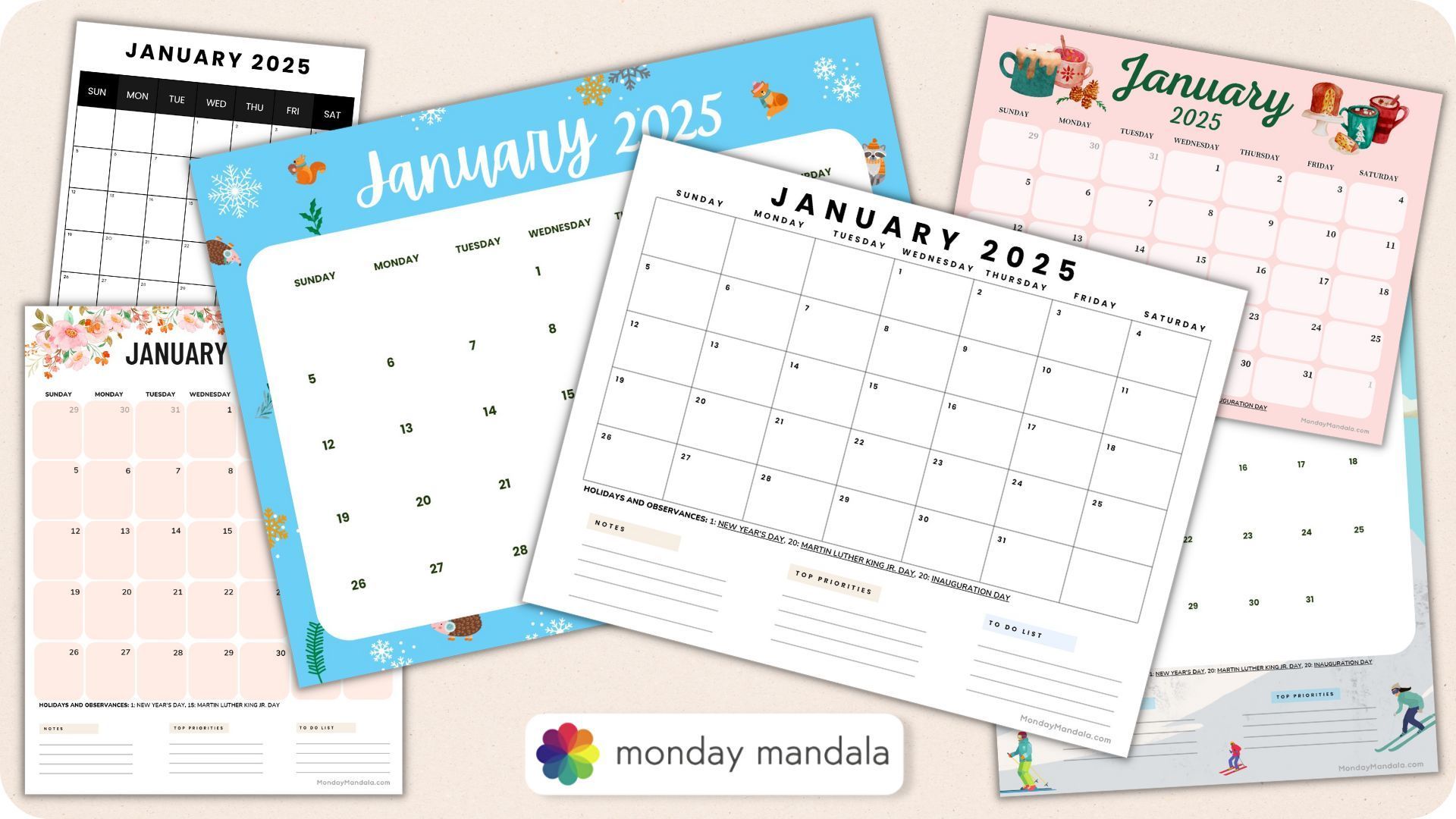 1920x1080 January 2025 Calendar 52 Free PDF