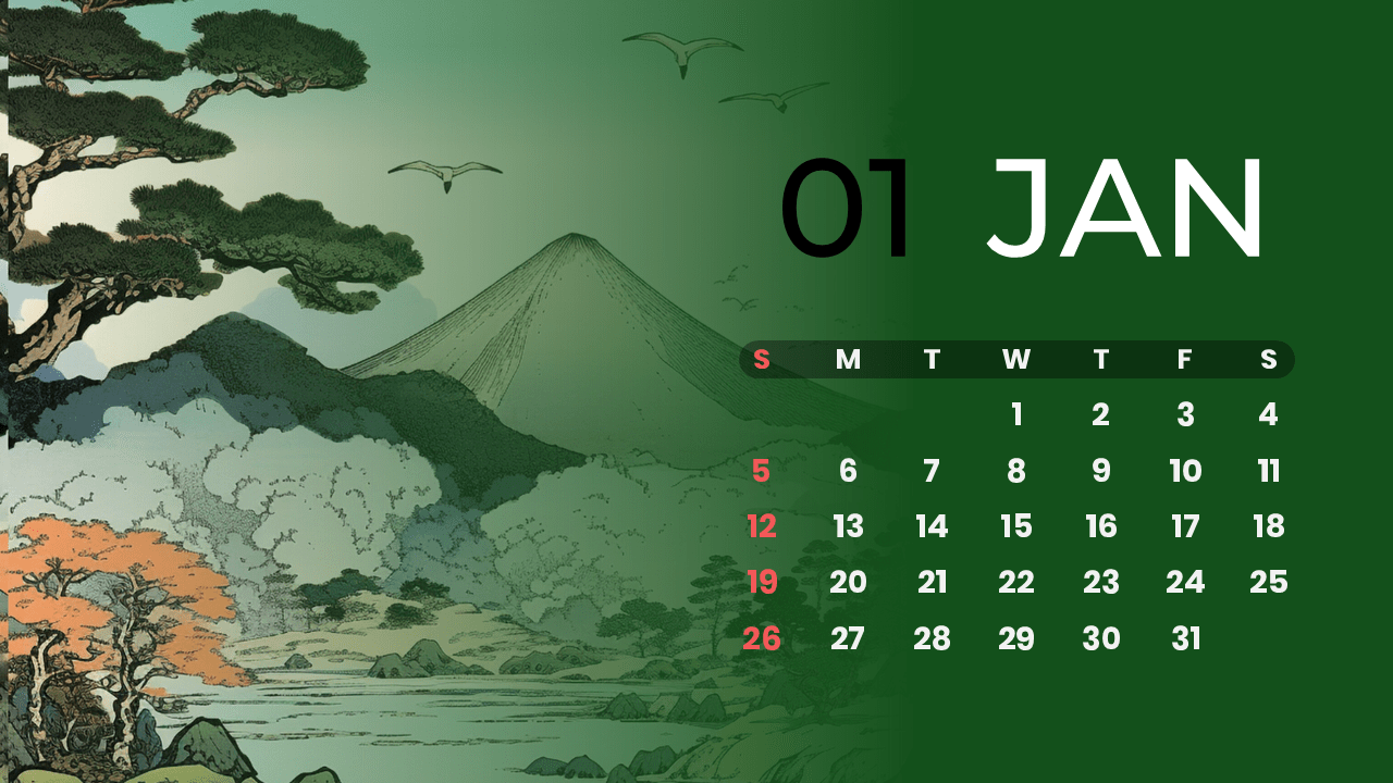 1280x720 Calendar Template