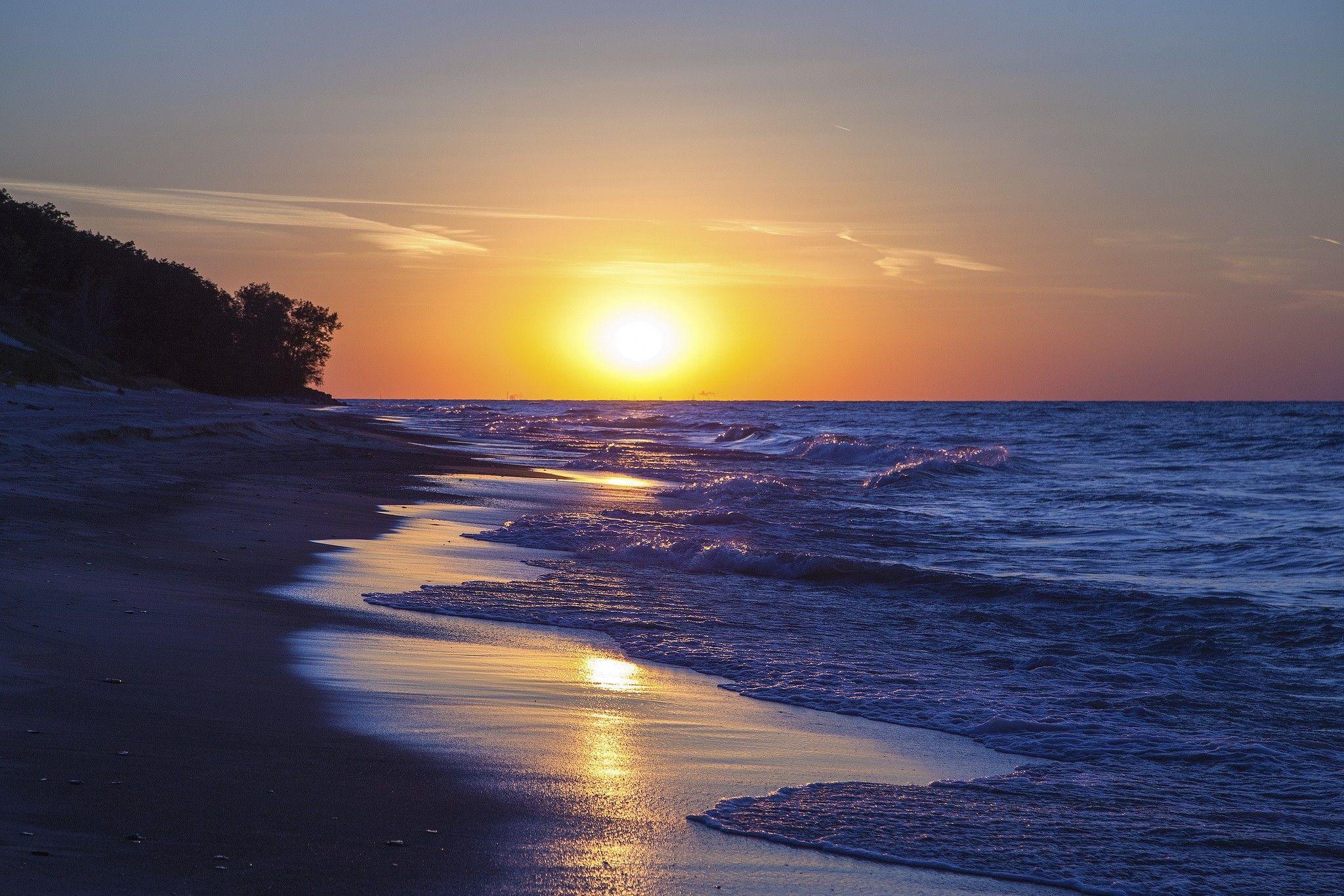 2048x1366 Lake Michigan Sunset, HD Nature, 4k Wallpaper, Image