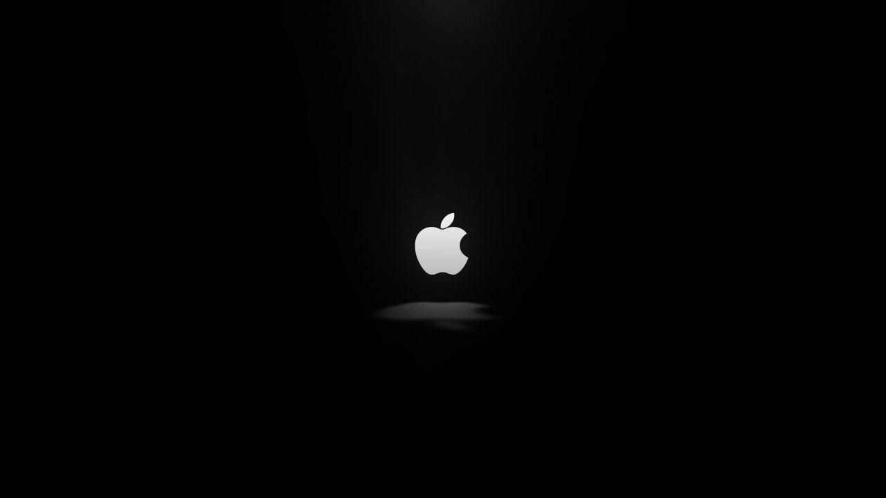 1280x720 Wallpaper Apple, Dark, Logo, 4K, Minimal