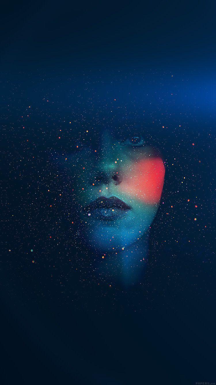 750x1334 Space Girl Star Art Illust Face Blue. IPhone
