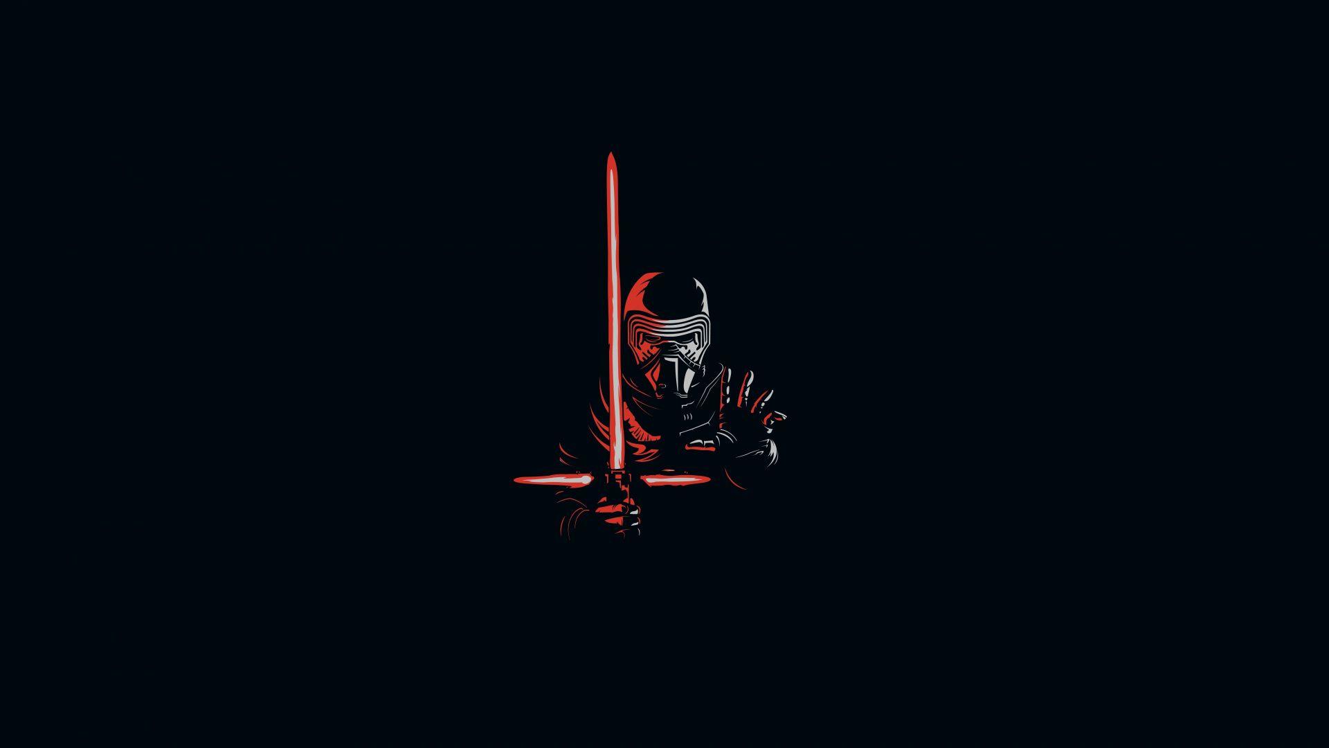 1920x1080 Download Kylo Ren, minimal, artwork, villain, star wars