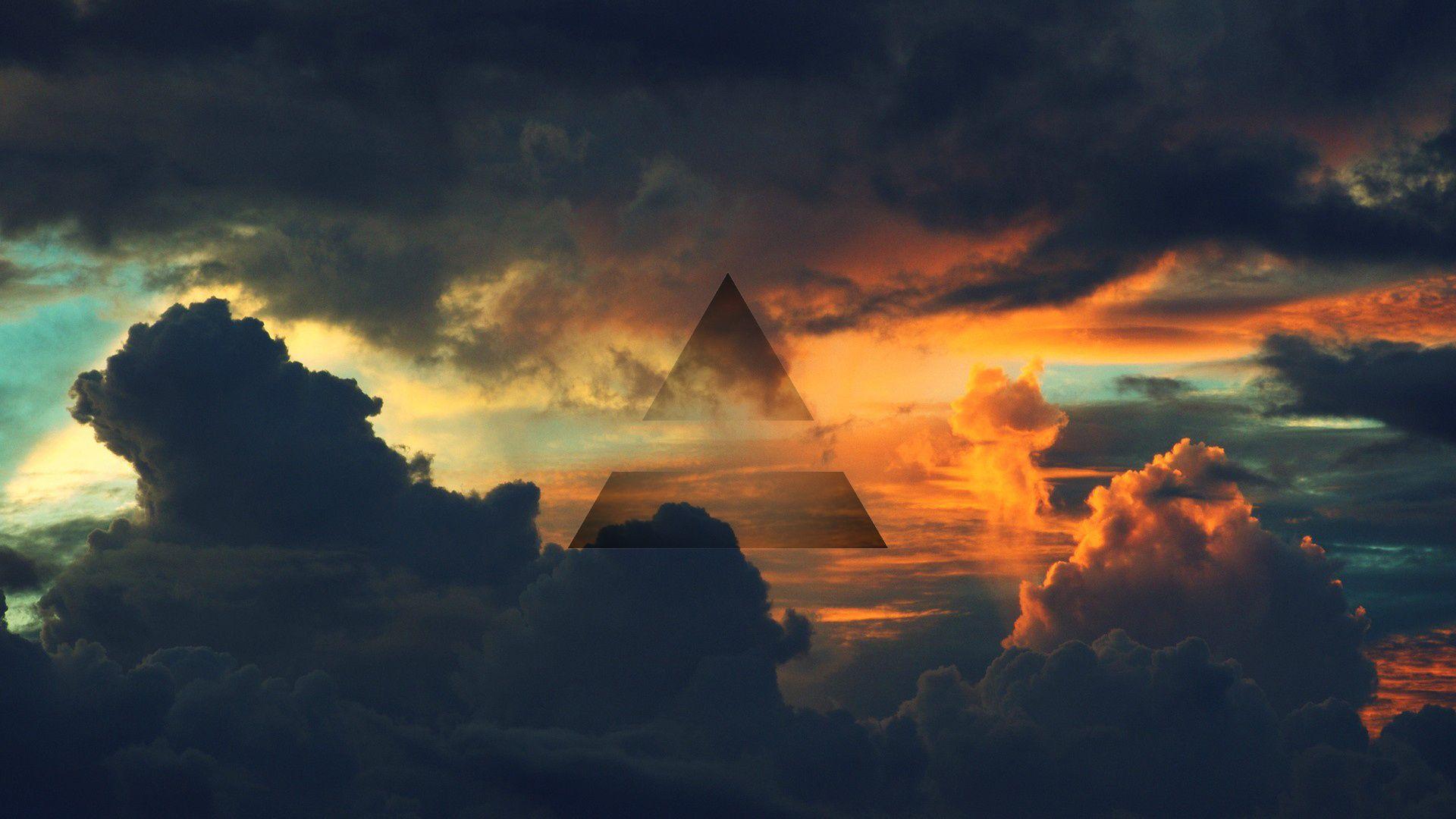 1920x1080 Wallpaper Sky, triangle, symbol of the air, clouds, air, dark clouds
