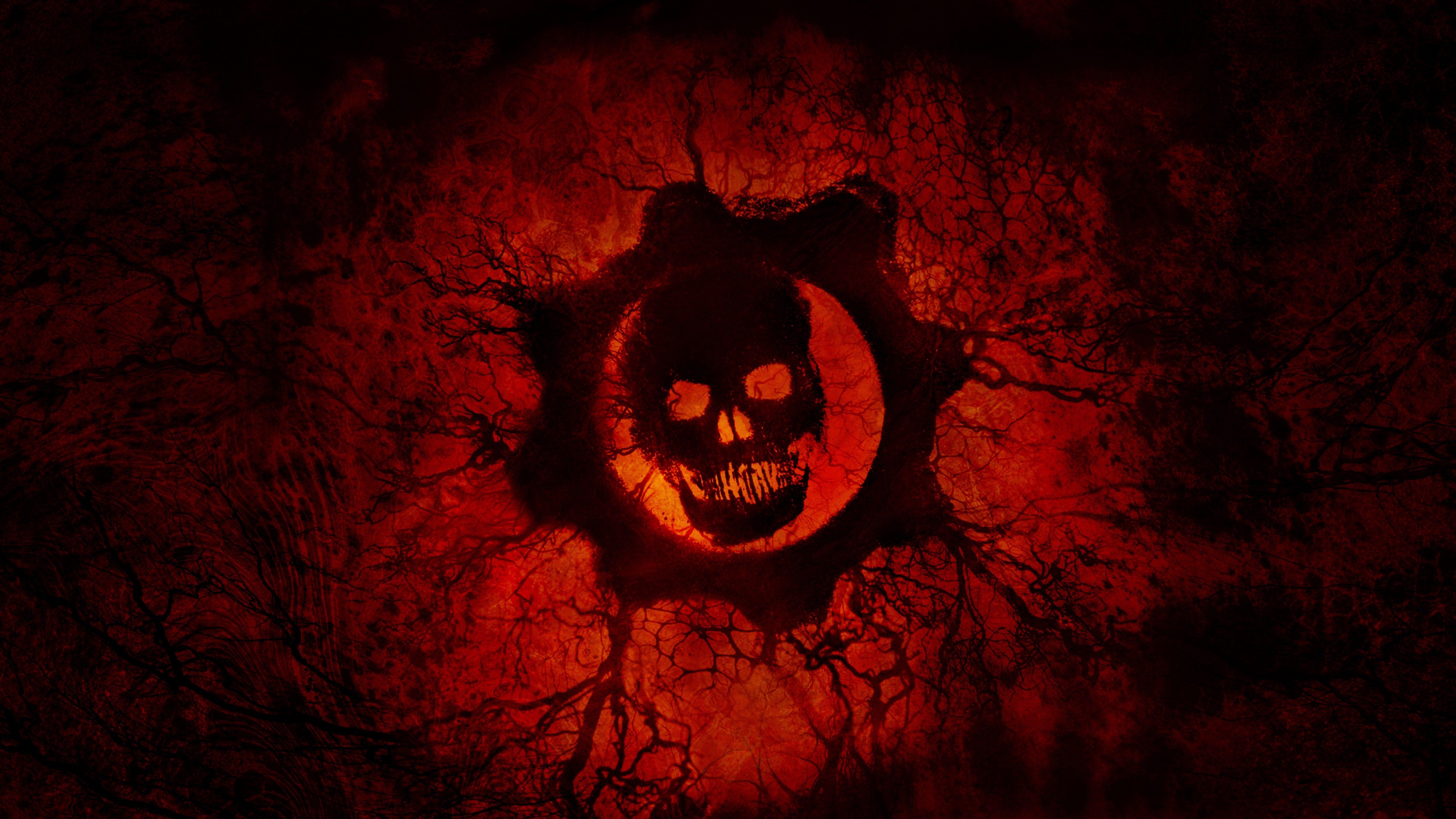 5120x2880 Wallpaper Crimson Omen, Red skull, Gears of War, HD, 4K, 8K