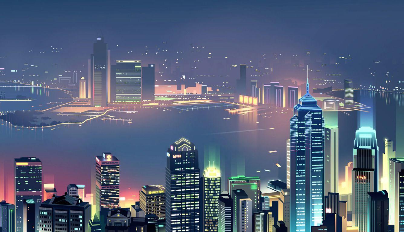 1336x768 City Skyline Minimalist Laptop HD HD 4k Wallpaper