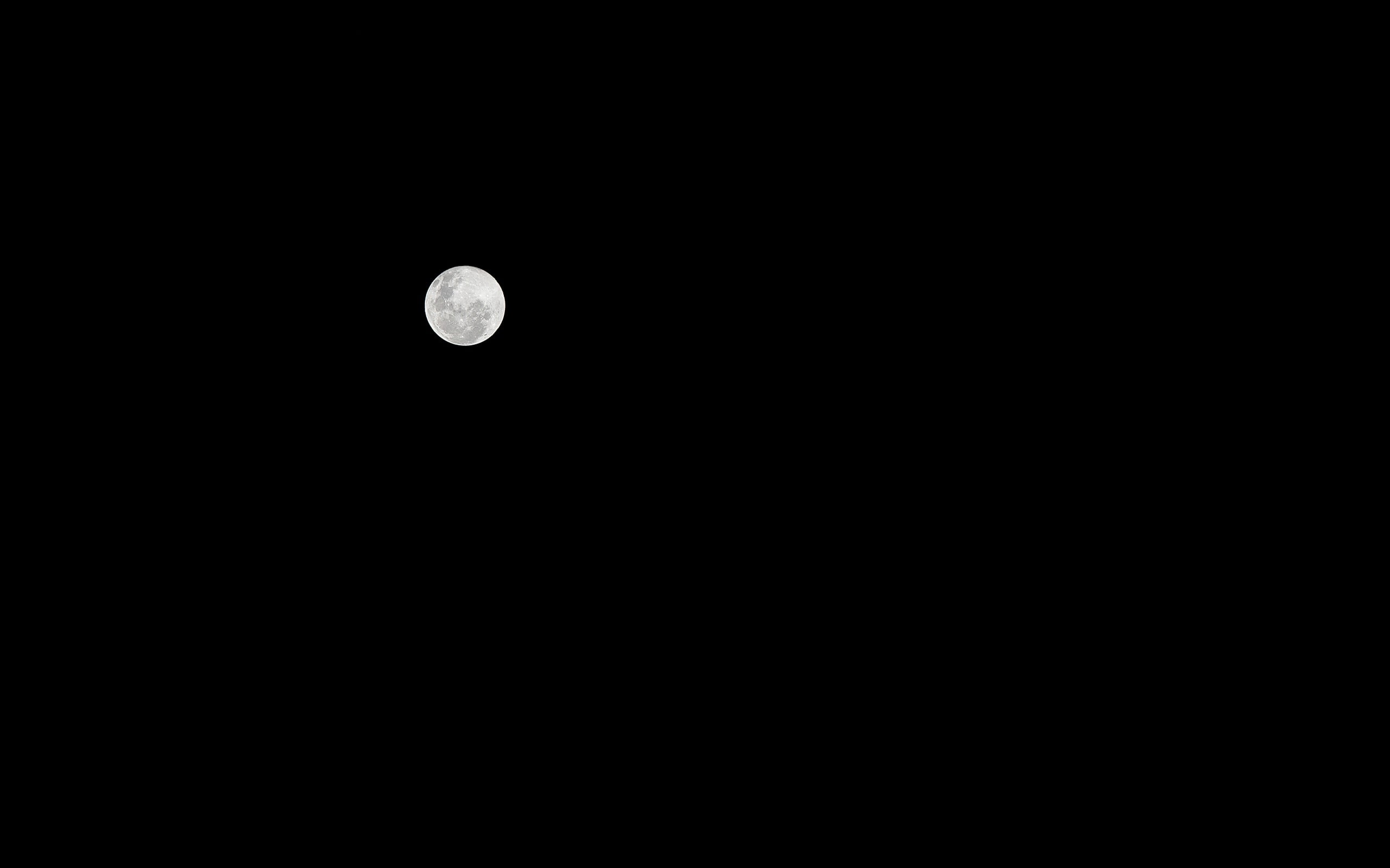 2560x1600 Máy tính xách tay HP đen trắng, Mặt trăng, Chủ nghĩa tối giản, Hình nền HD về đêm