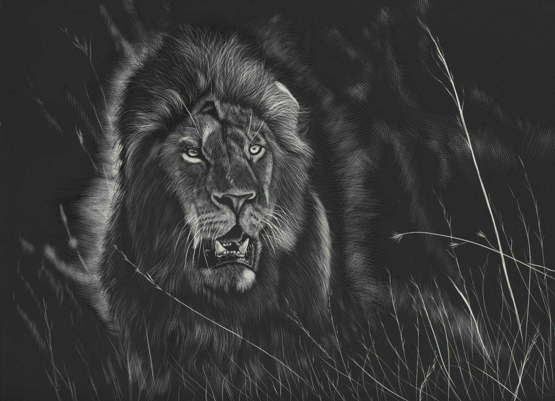 1920x1388 Lion Black and White Wallpaper