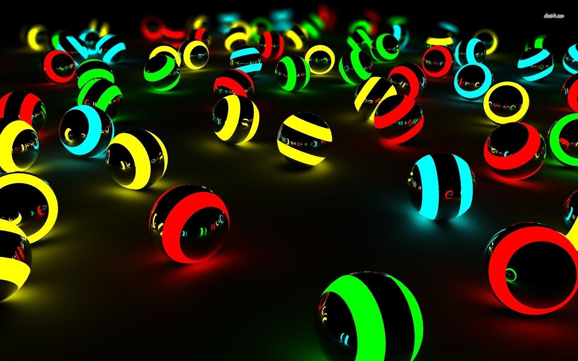 1920x1200 Neon Balls, Black, Digital, Green, Hd, Neon, Red, Yellow