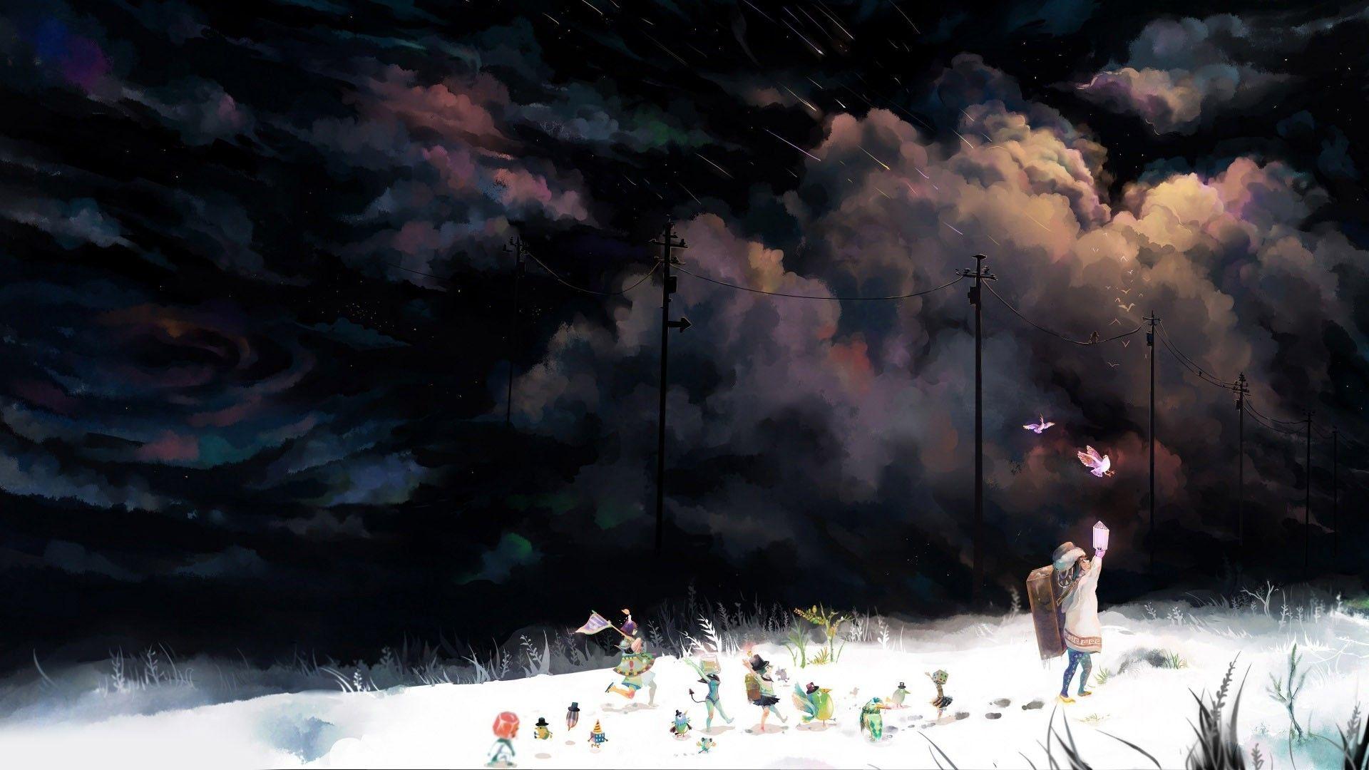1920x1080 Beautiful Winter Night Wallpaper
