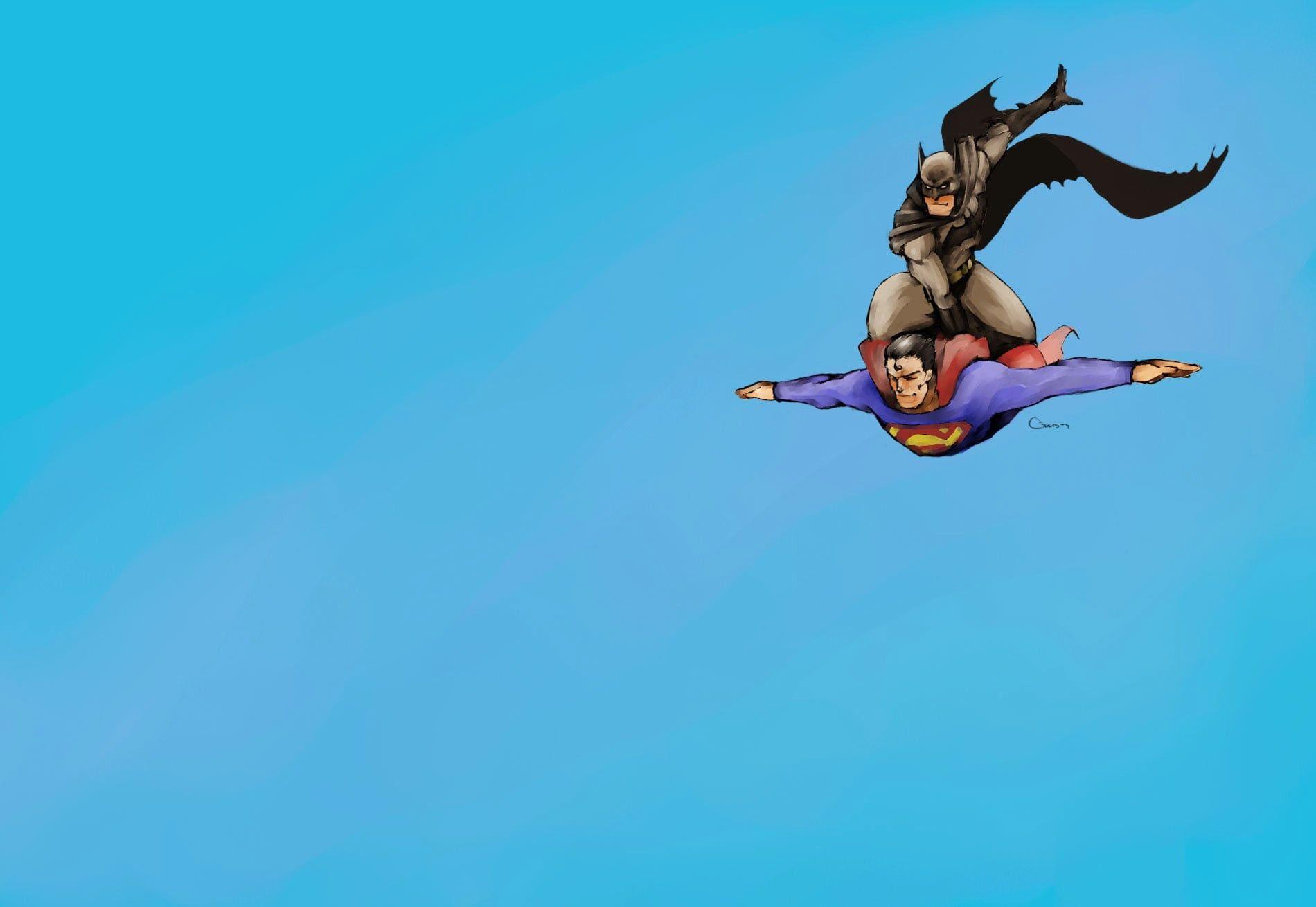 1900x1310 Superman and Batman illustration, Superman, Batman