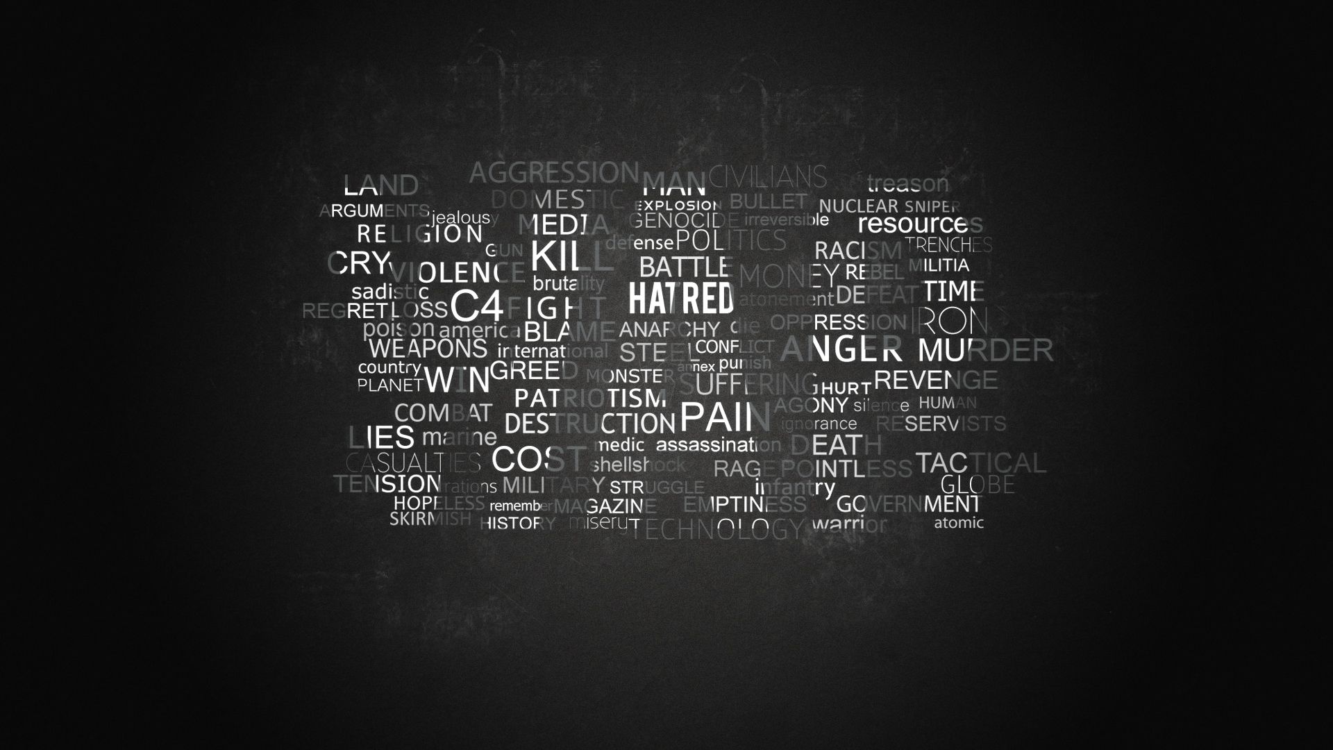 1920x1080 Wallpaper death, war, black, hatred, pain, words, war, lie for mobile and desktop, section минимализм, resolution 1920x1080