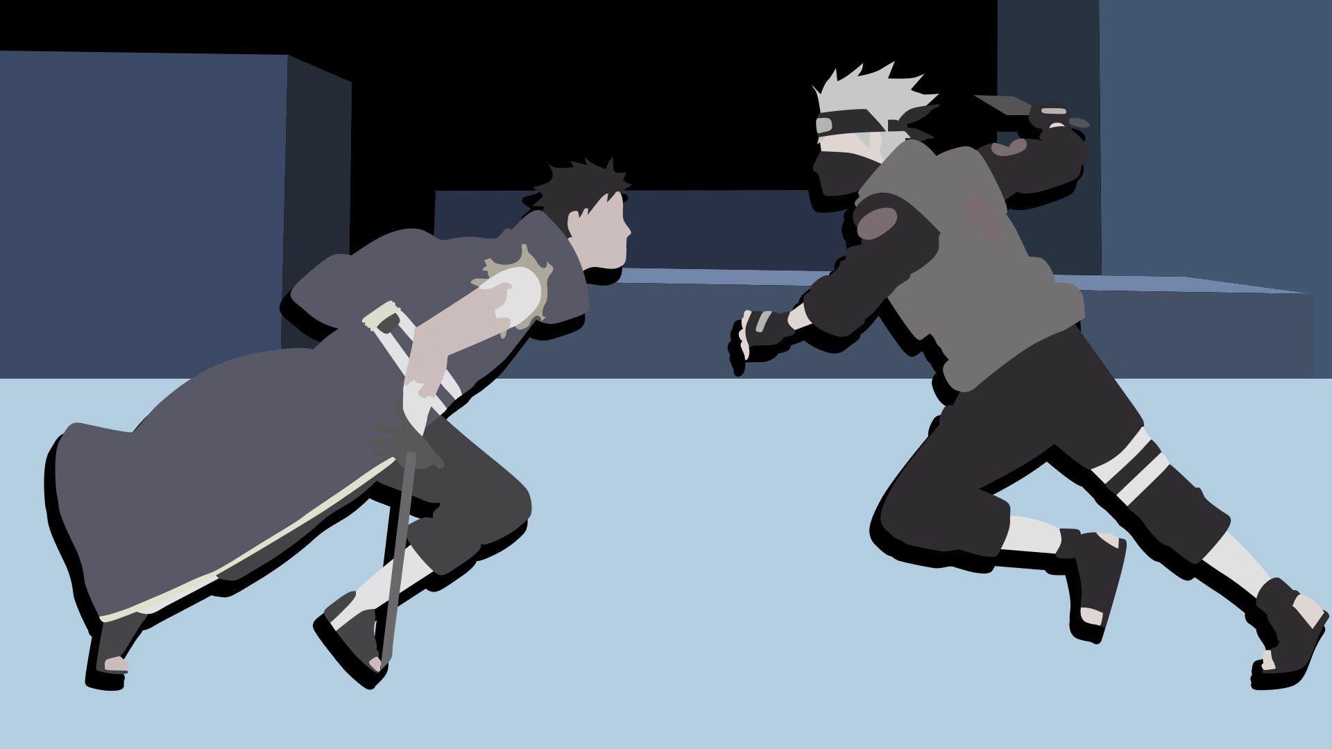 1920x1080 Minimalist Kakashi vs Obito HD Wallpaper. Background Image