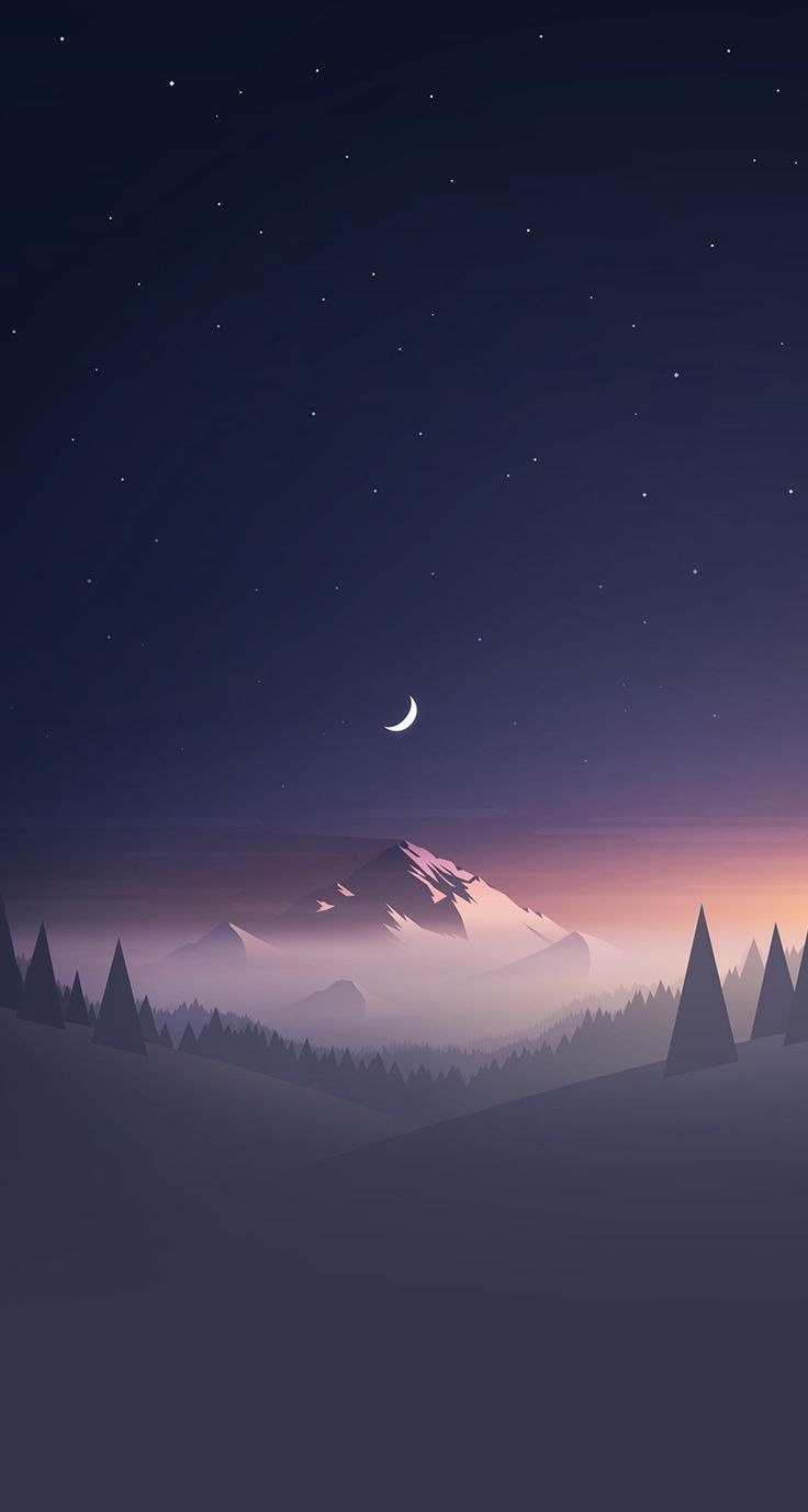 736x1377 Mountain Stars Moon IPhone Wallpaper