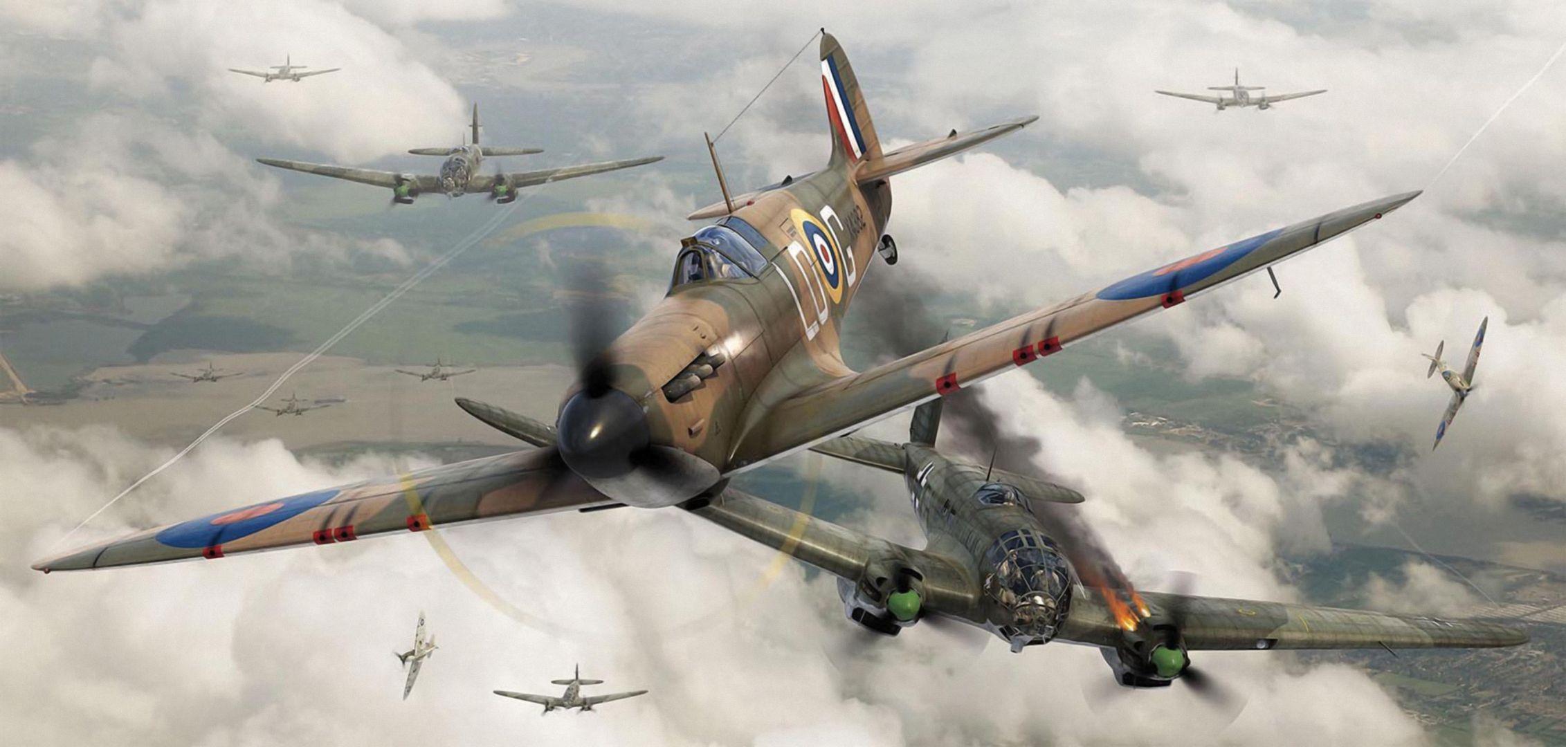 2263x1080 Supermarine Spitfire HD Wallpaper