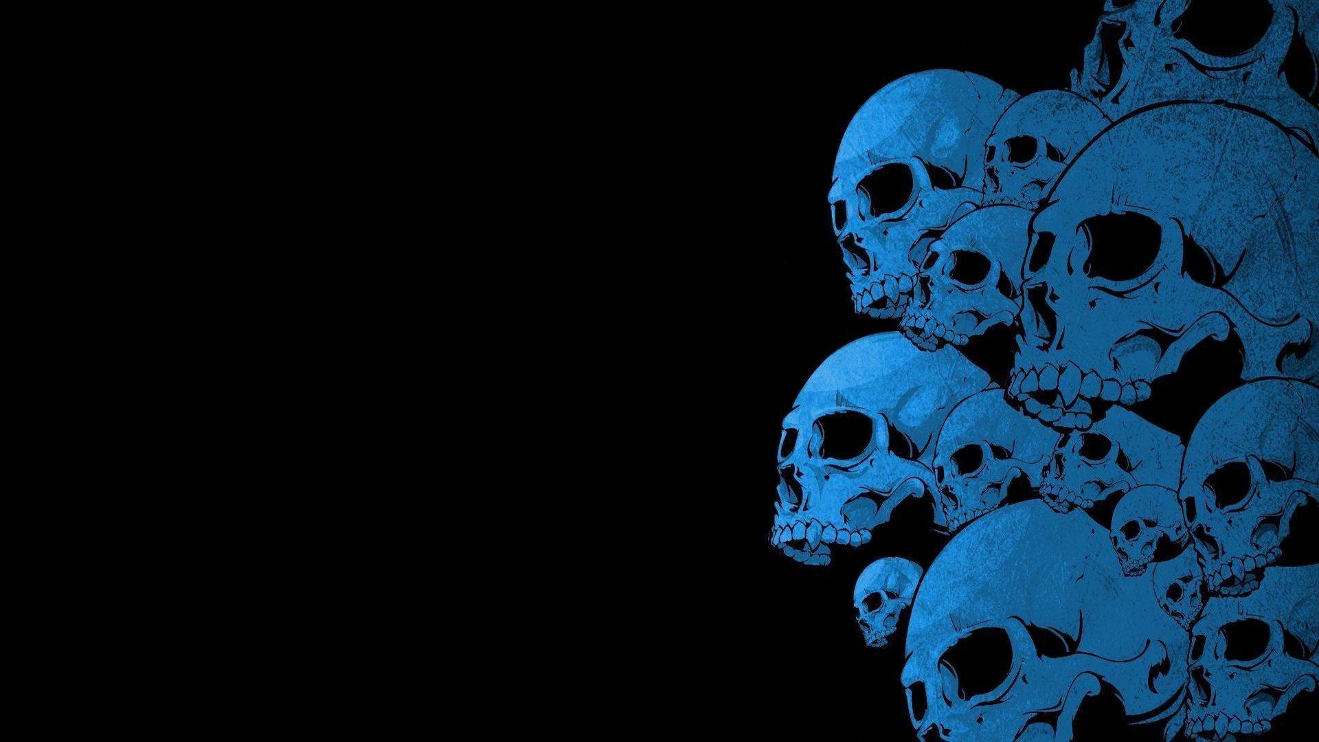 1920x1080 Blue Skull Background