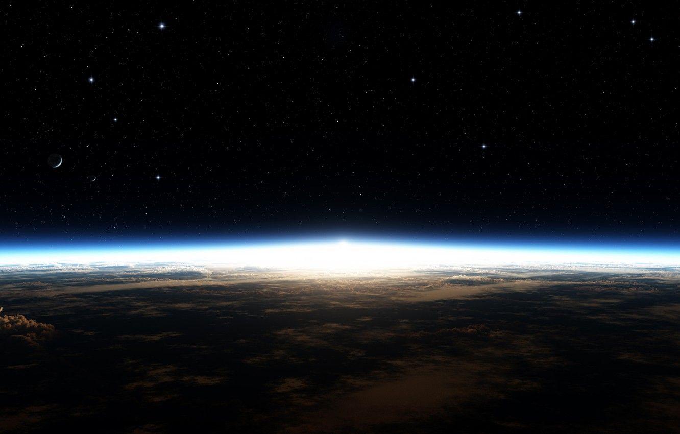 1332x850 Wallpaper Clouds, Galaxy, Stars, Planet, Horizon, Earth