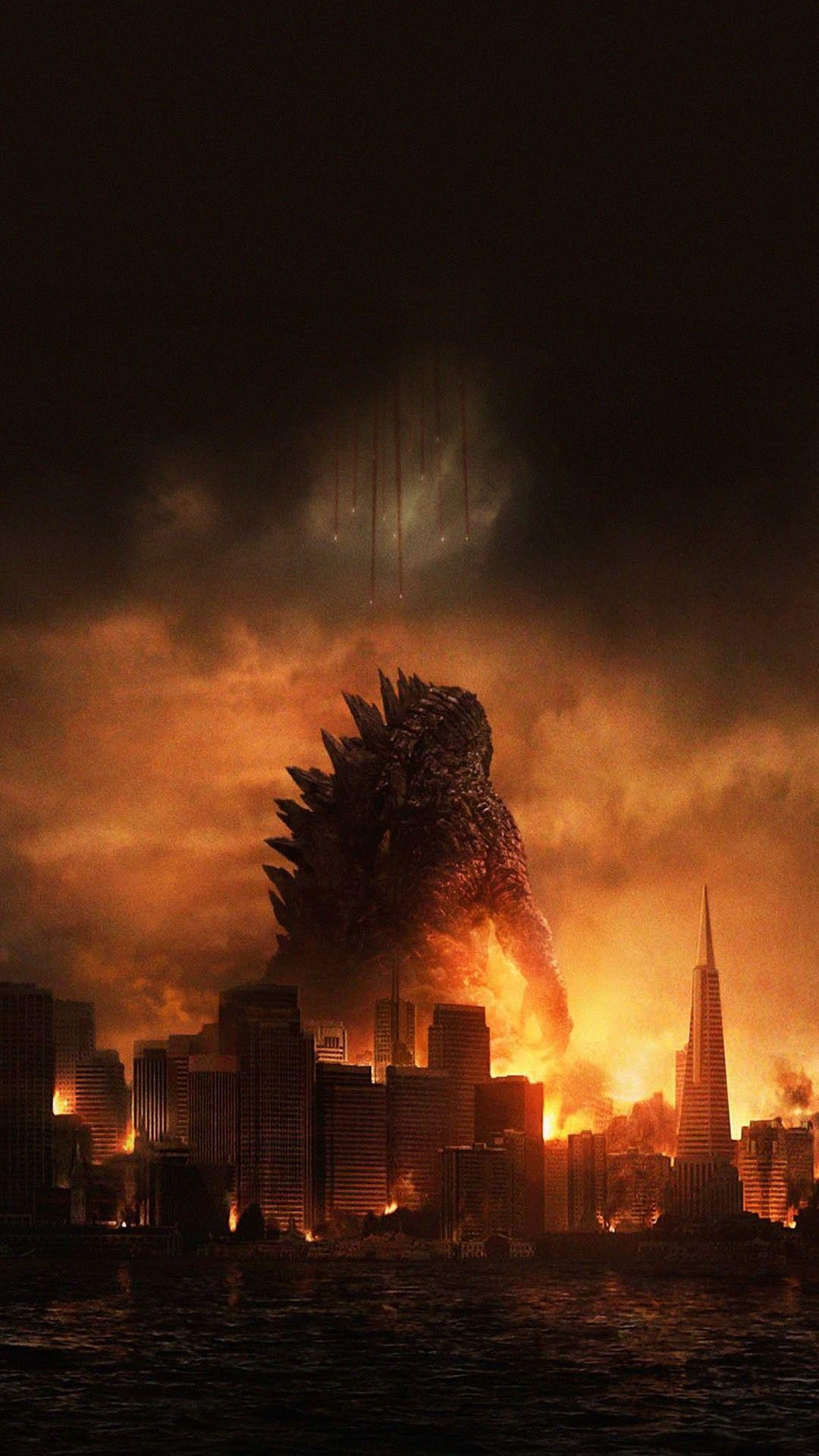 1080x1920 Godzilla Destroying City Movie Poster Smartphone Wallpaper