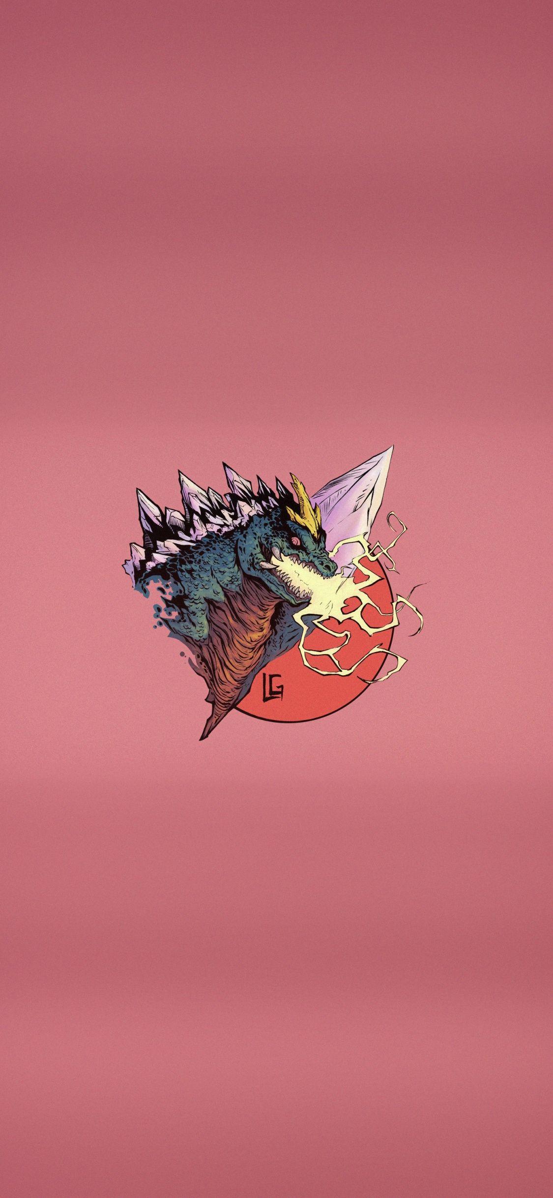 1125x2436 Artwork, simple, minimal, Godzilla, movie wallpaper