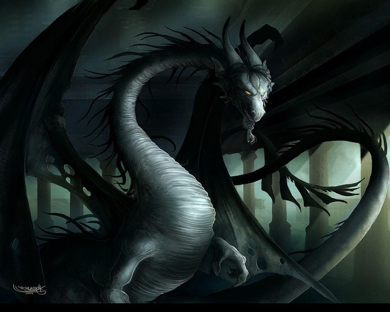 1280x1024 Black Dragon Wallpaper