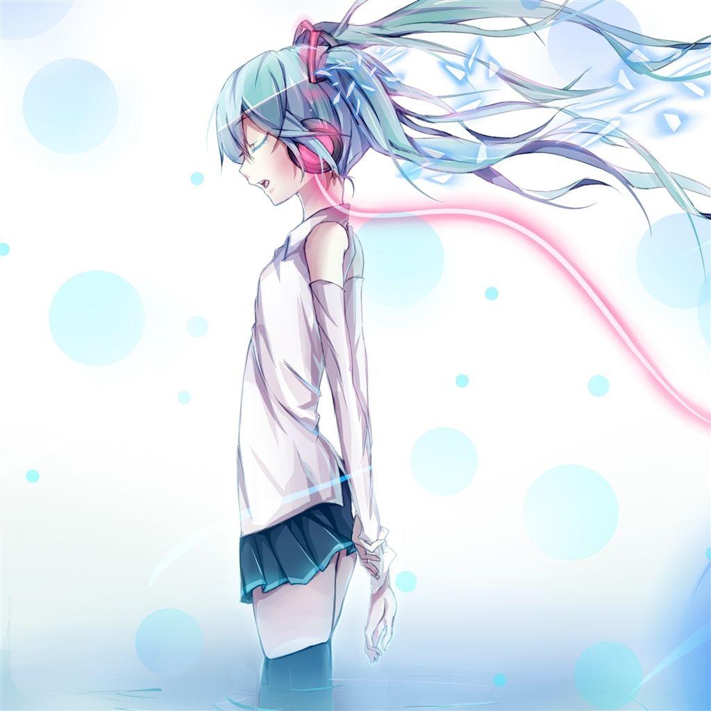 1024x1024 Vocaloid Hatsune Miku Headphones Wire Water iPad Air