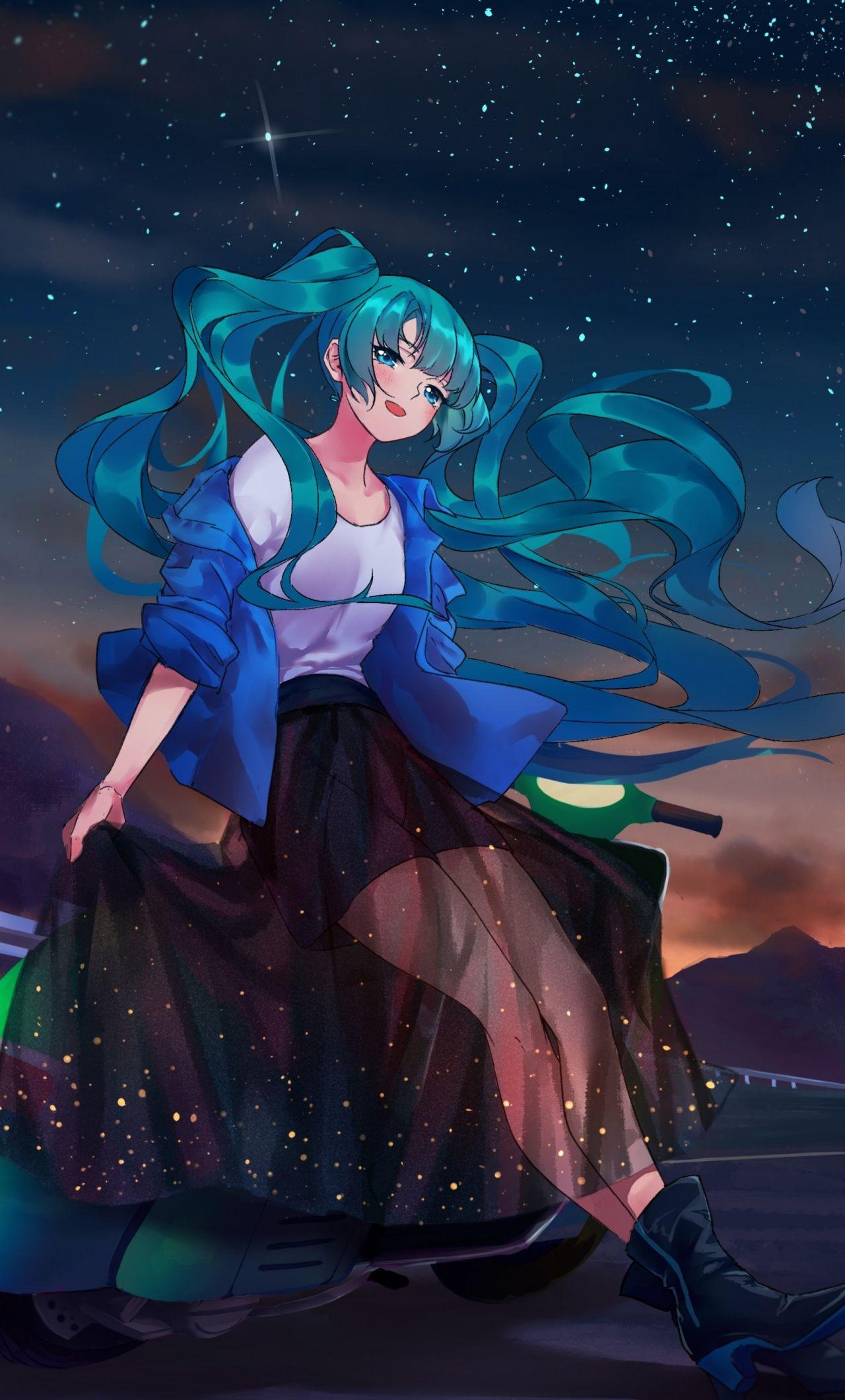 1280x2120 Download 1280x2120 wallpaper cute, hatsune miku, night out