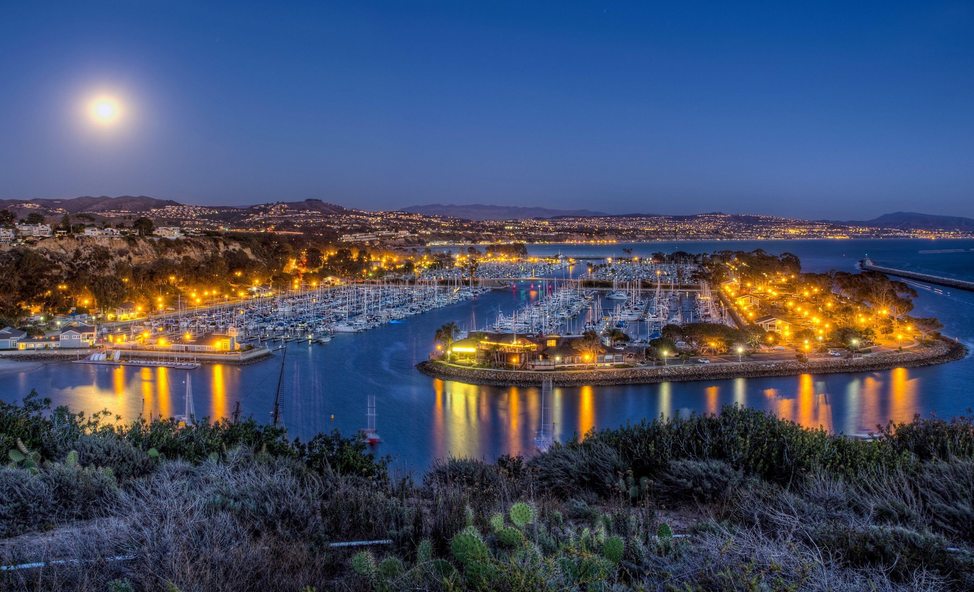 3197x1943 Us, Coast, Dana point, California, Harbor, Night