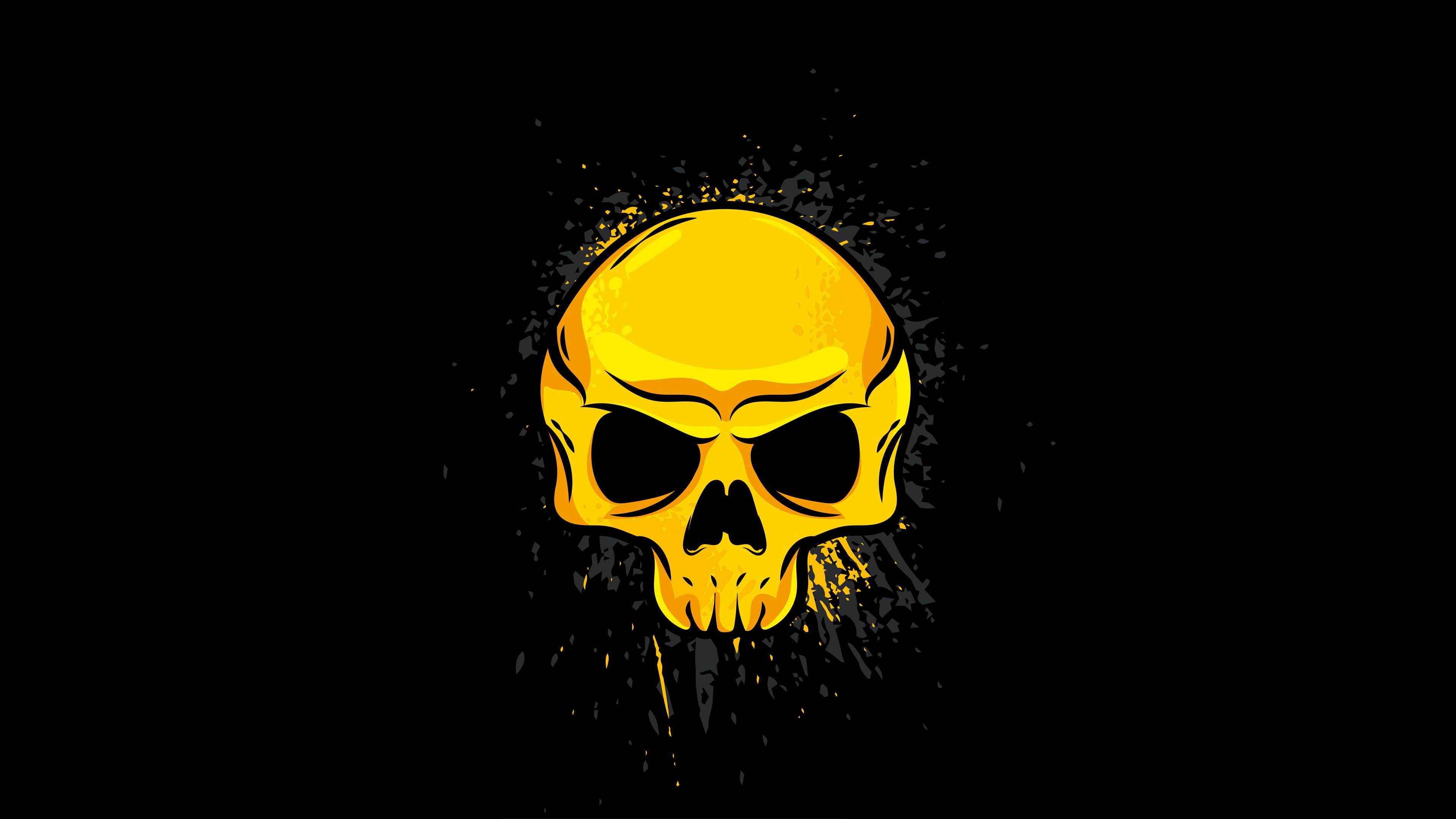3840x2160 4K Gold Skull Wallpaper, HD Artist 4K