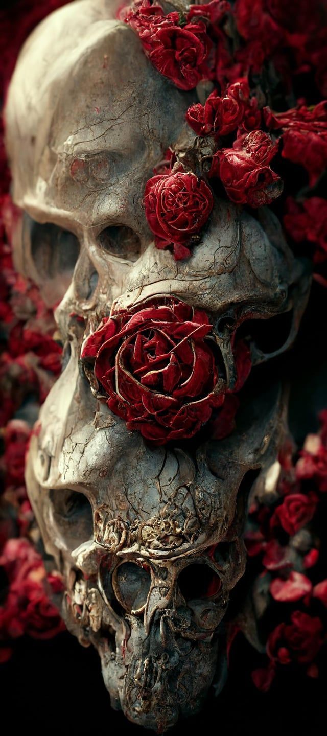 640x1440 Abnormal Skull & Rose Phone Wallpaper