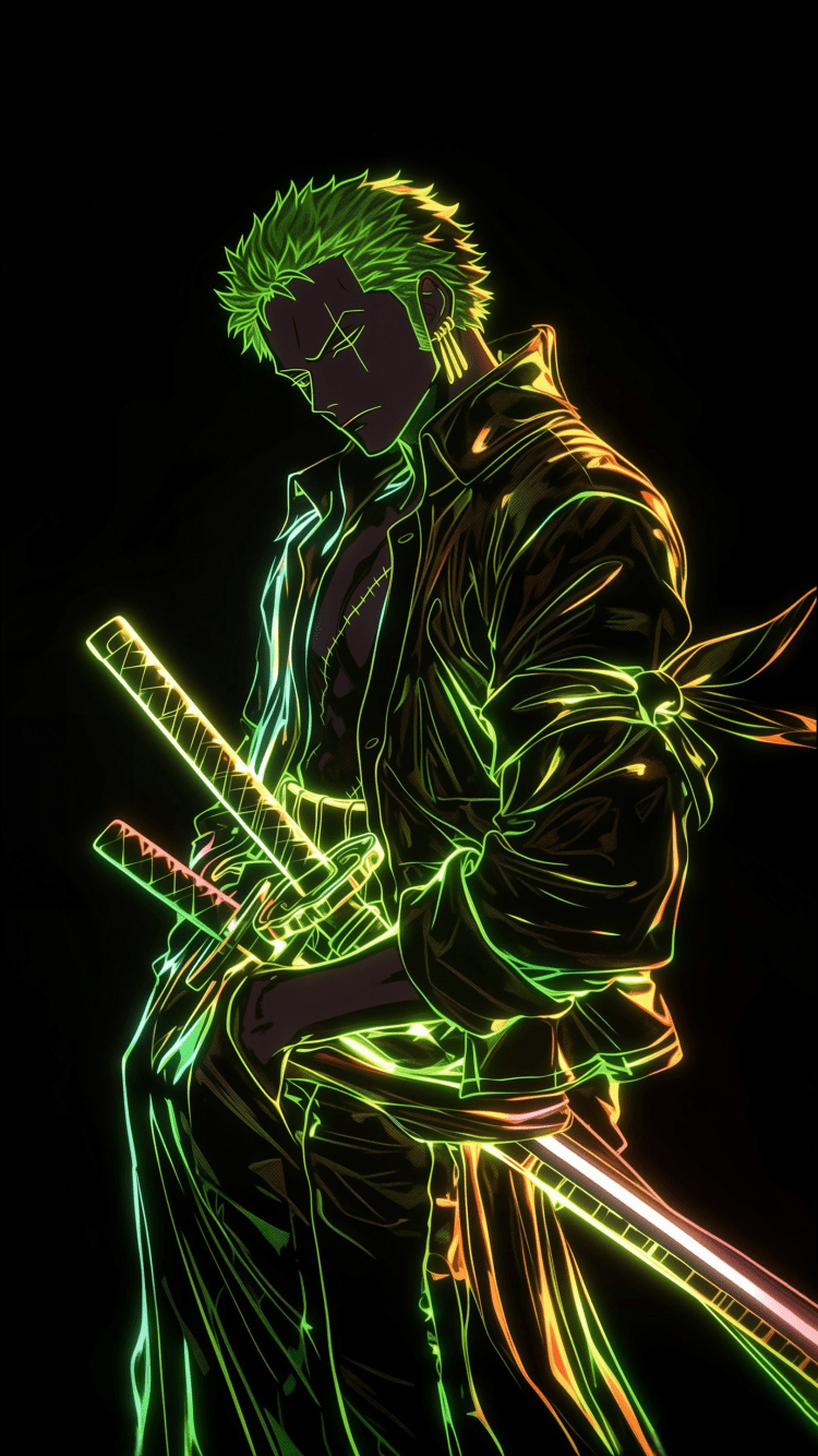 750x1334 Roronoa Zoro Wallpaper 4K, Neon art, AMOLED