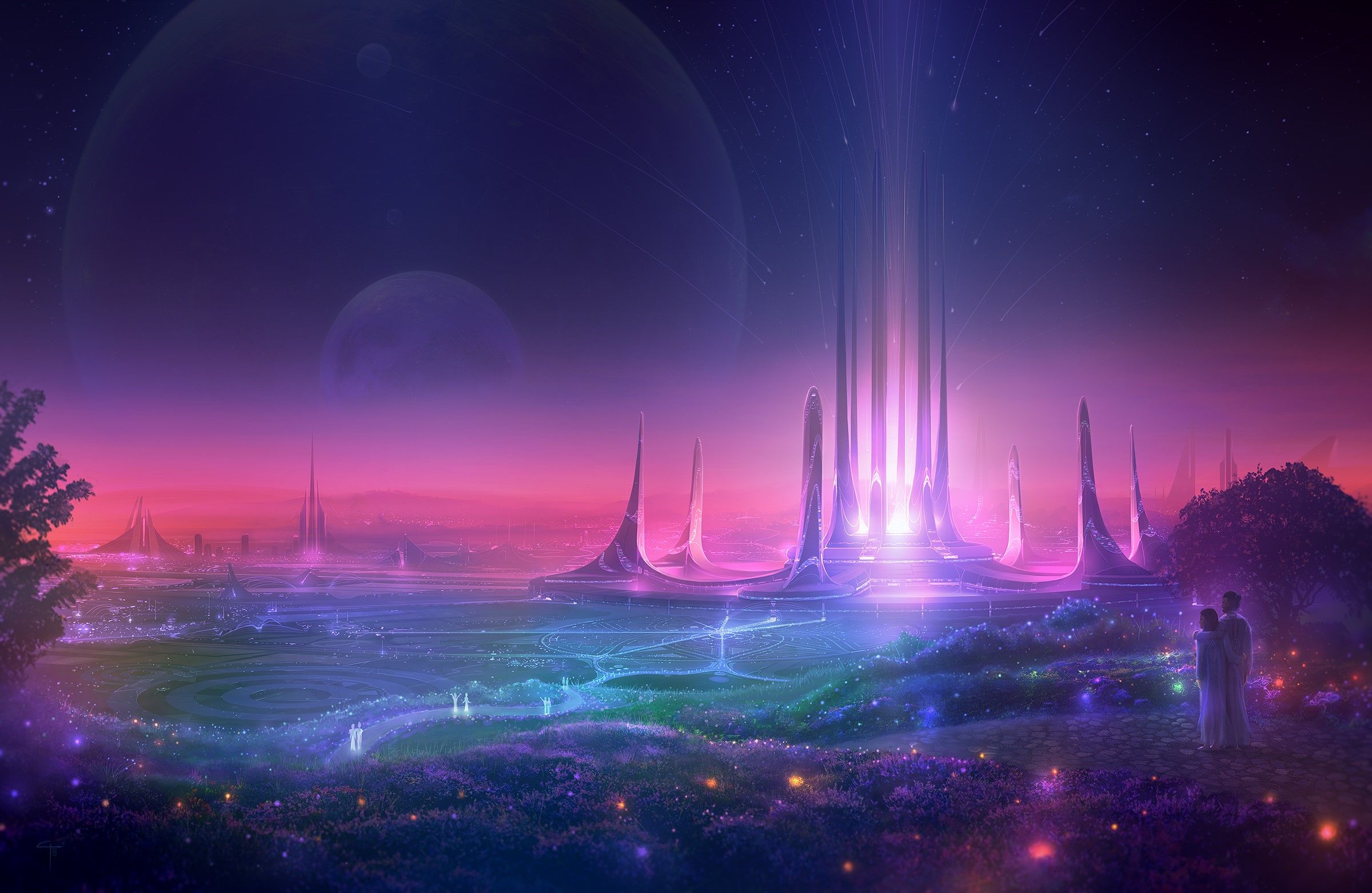 2400x1562 glowing, landscape, science fiction