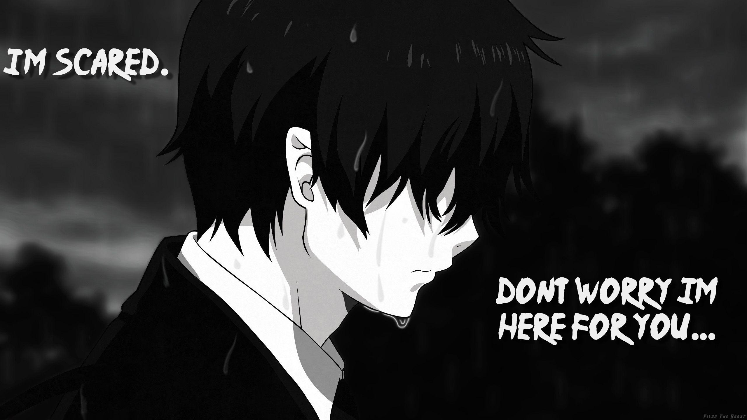 2560x1440 Sad Anime Wallpaper with quote HD Wallpaper. Background Image