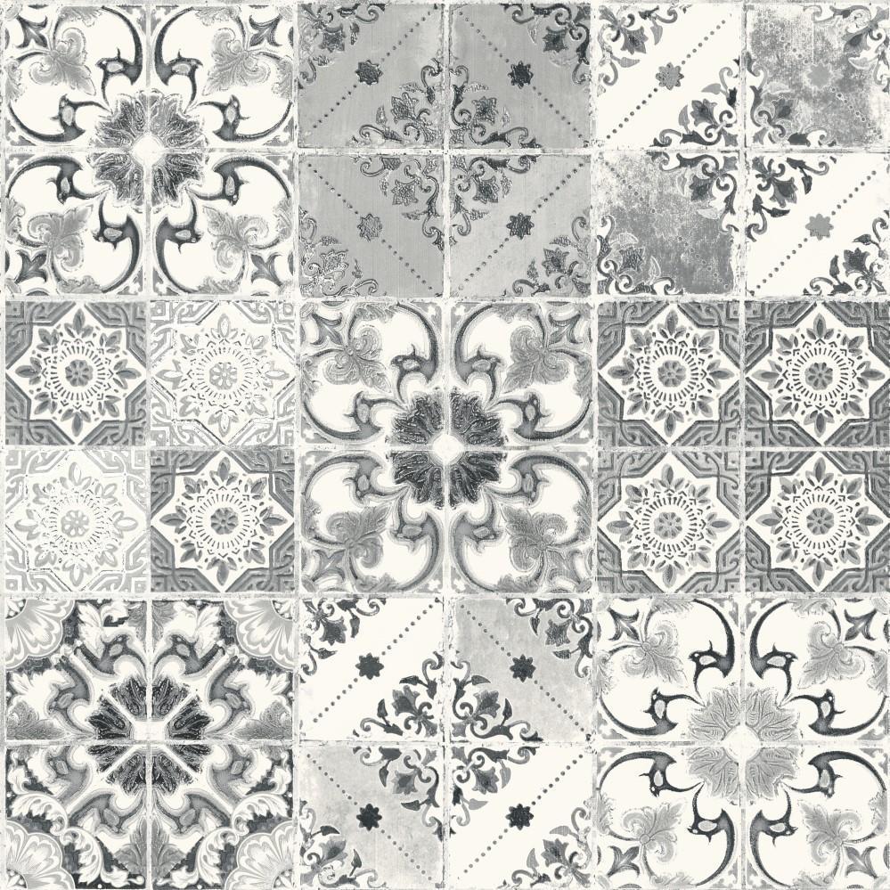 999x999 Valencia Black & Silver Tile Wallpaper
