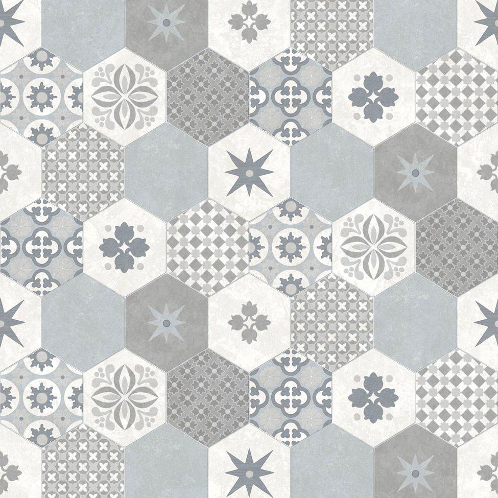 975x975 Patchwork Tiles Grey Blue
