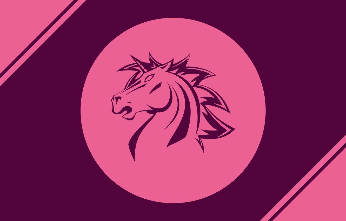 1332x850 Wallpaper logo, pink, unicorn image for desktop, section минимализм