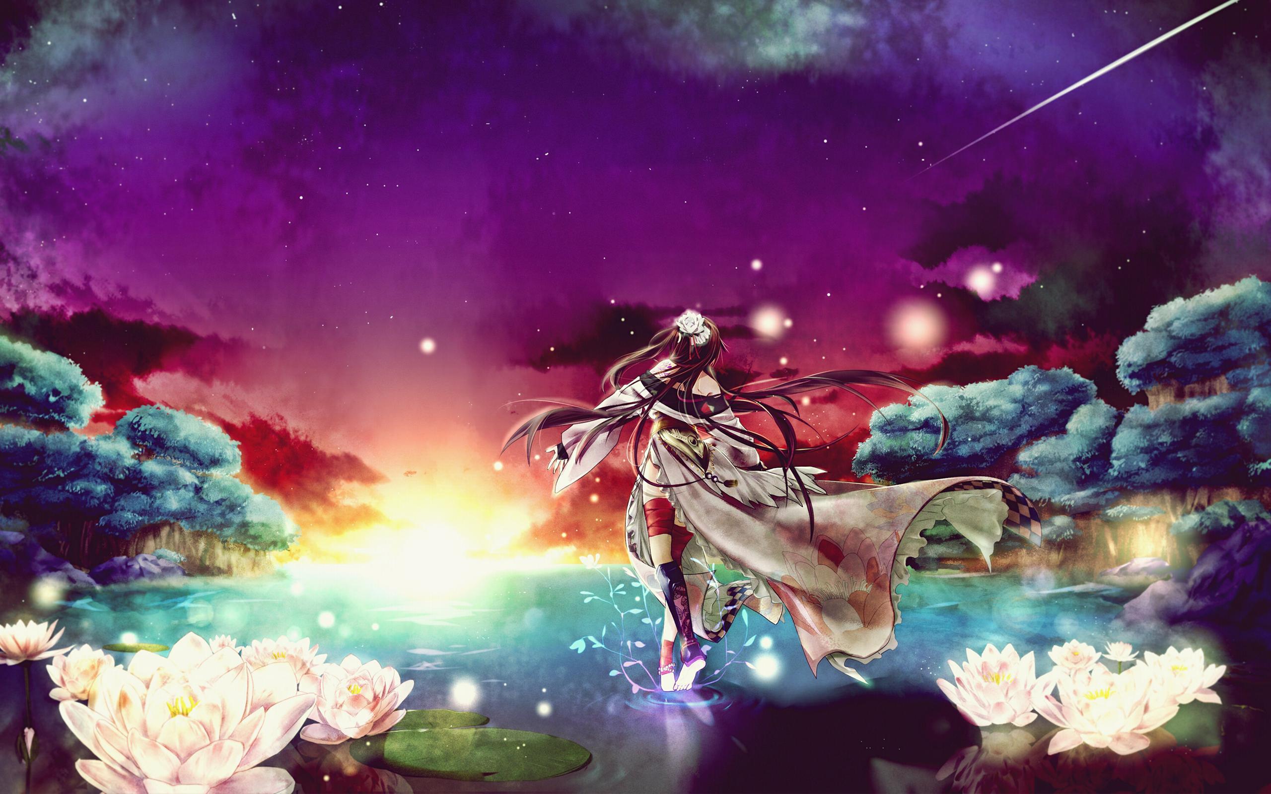 Hình nền phong cảnh Anime đầy màu sắc 2560x1600