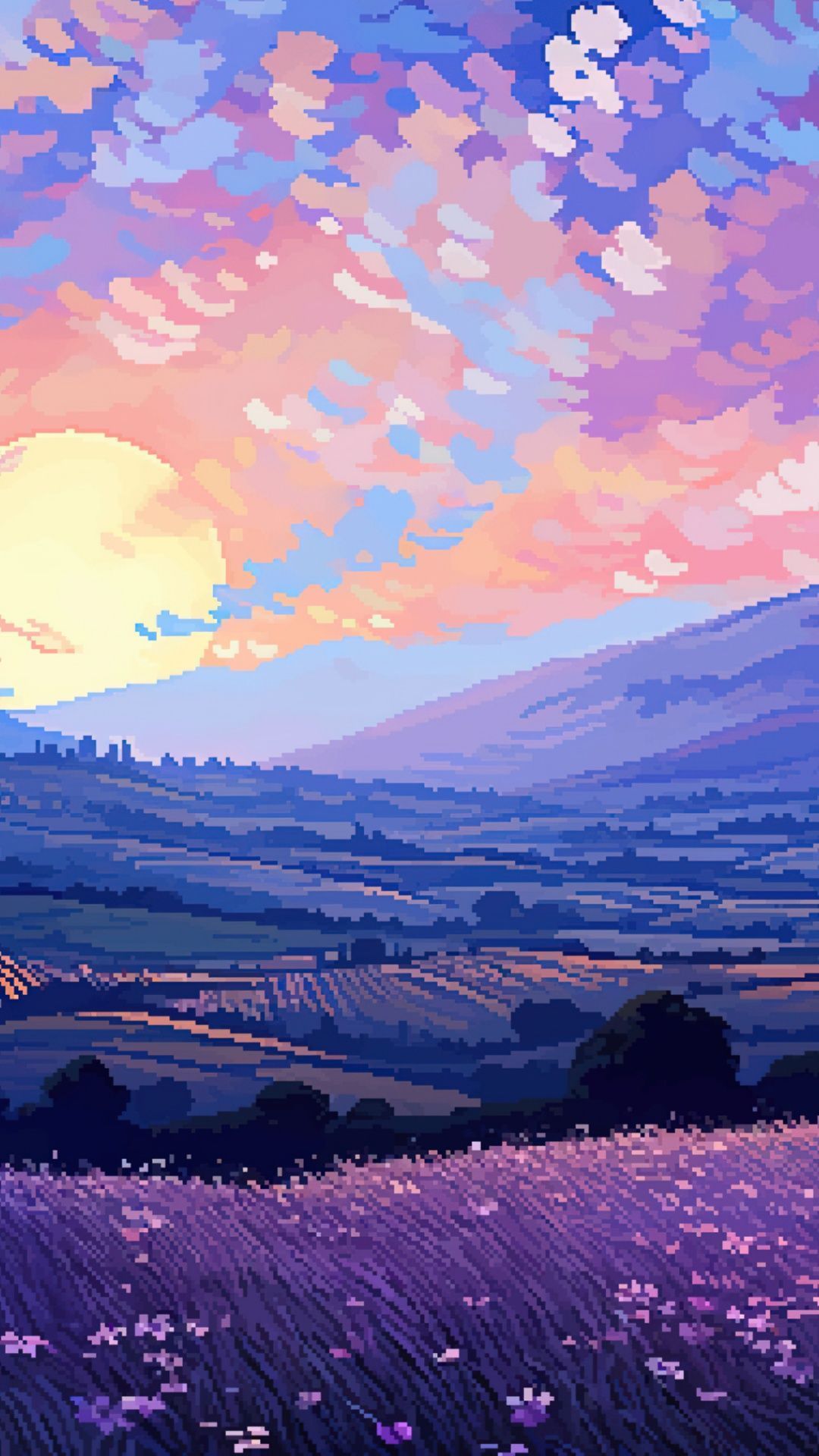 1080x1920 Tuscany Wallpaper 4K, Pixel art, Sunset
