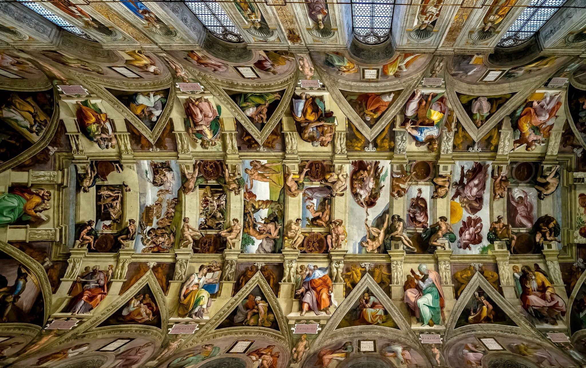 2048x1285 HD wallpaper: the ceiling, Michelangelo