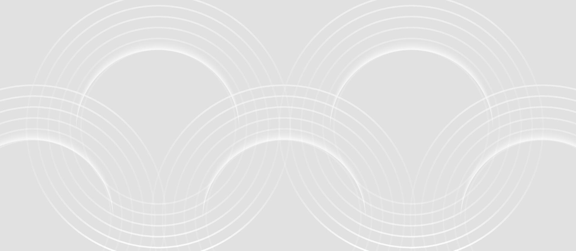 1920x837 Modern abstract white circle shape background. Elegant geometric shape overlay pattern with light shadow. Suit for wallpaper, cover, poster, banner, brochure, presentation, website