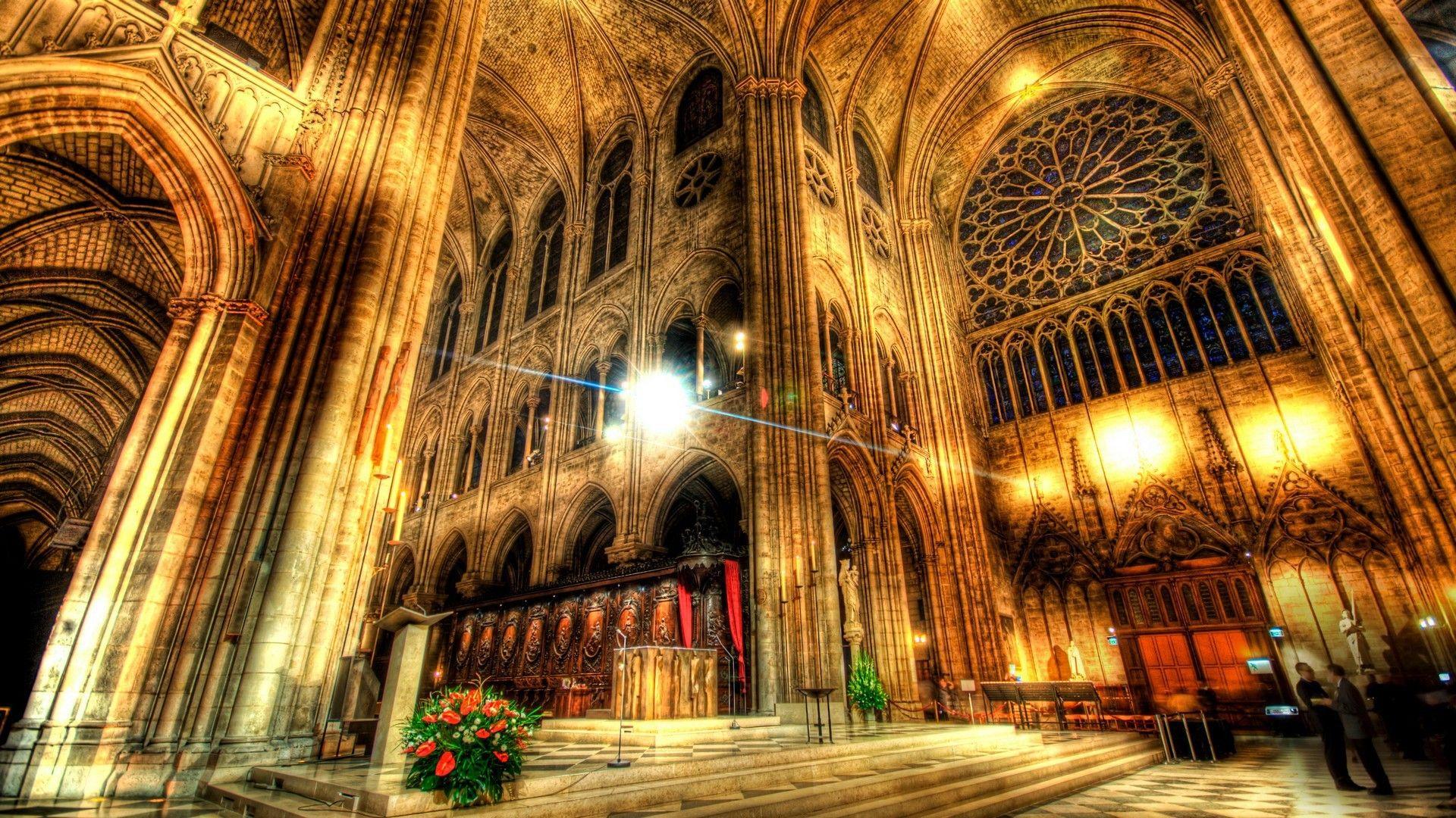 1920x1080 The interior of the Catholic church, HDR Photo Desktop