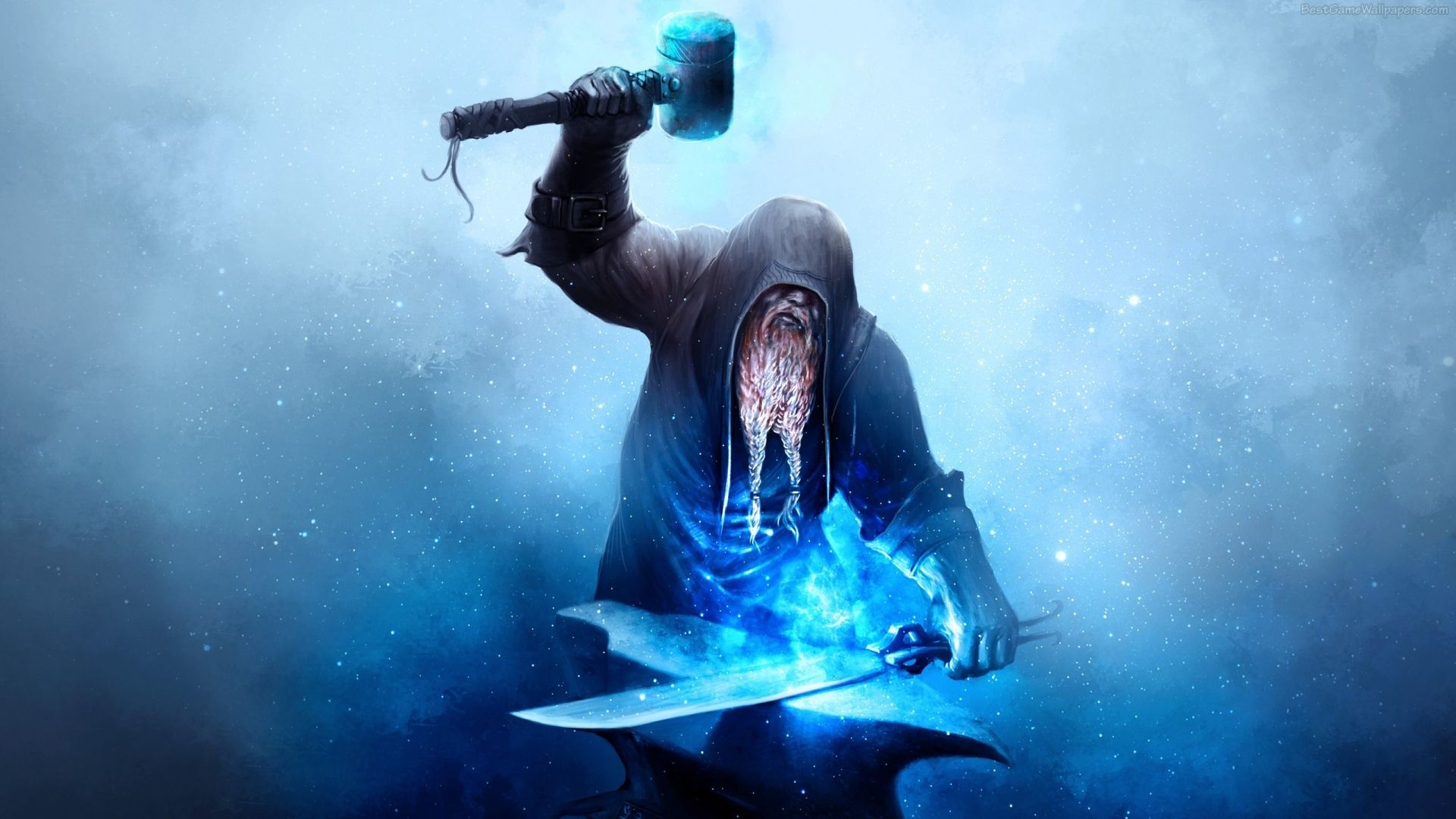 1920x1080 blacksmith anvil, art, hammer Wallpaper