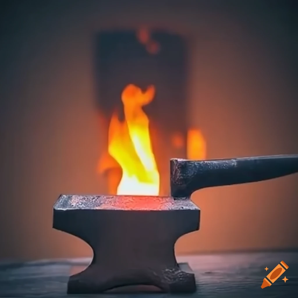 1024x1024 Hammering an anvil with fire in