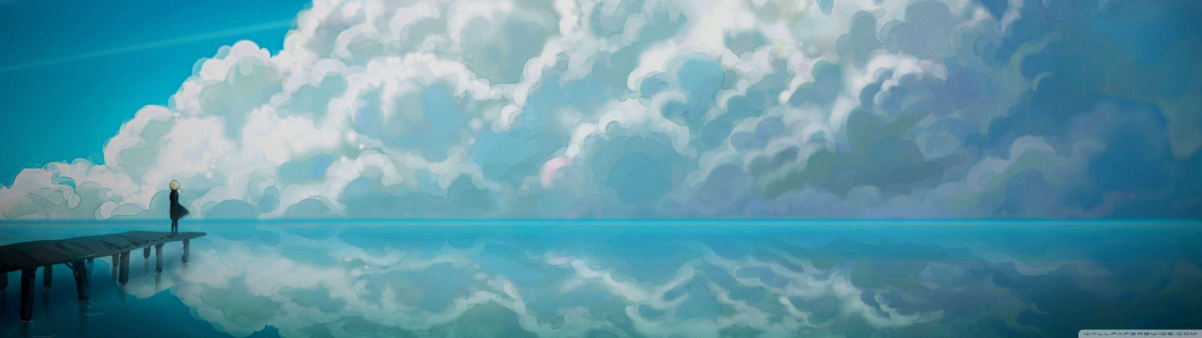 3840x1080 Sky Anime ❤ 4K HD Desktop Wallpaper for • Wide & Ultra Widescreen