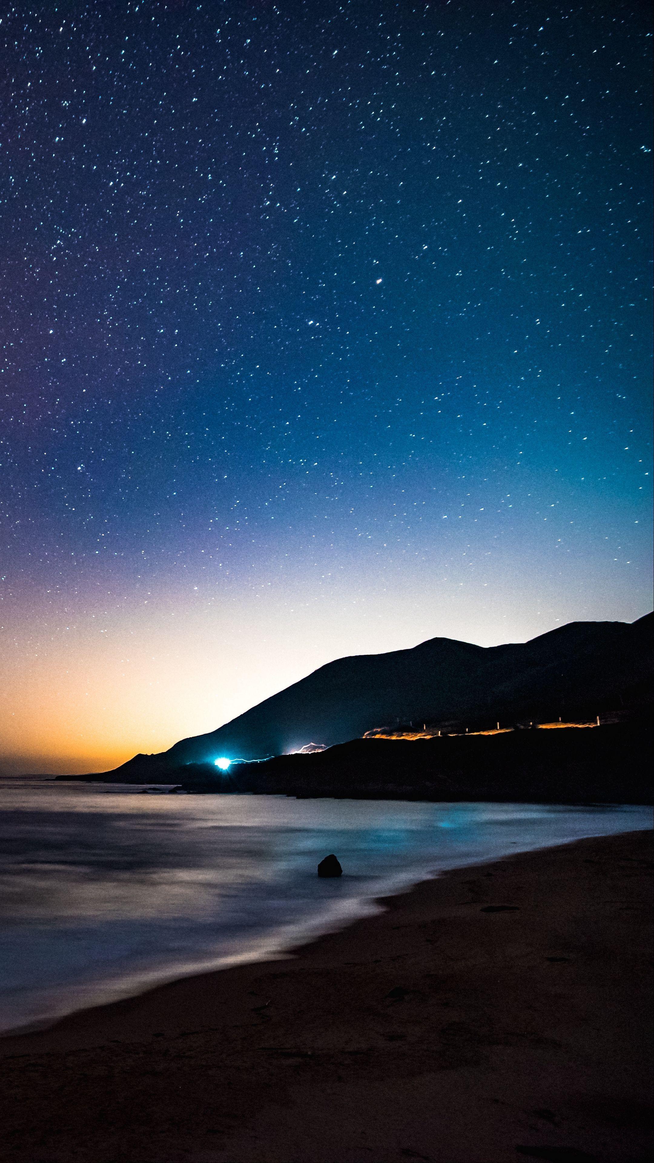 2160x3840 Nature starry sky, mountains, night #android #wallpaper k